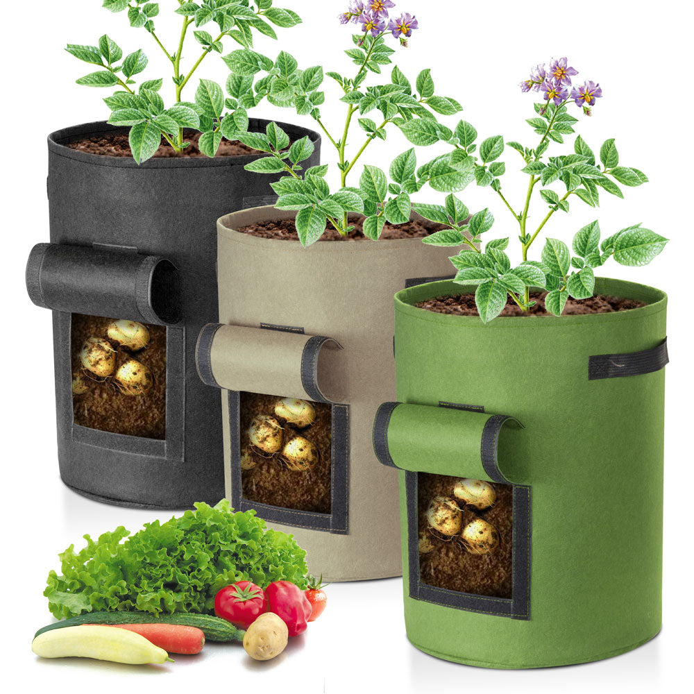 Yescom Pack of 3 10 Gallon Potato Grow Bags Fabric Pots w/ Handles