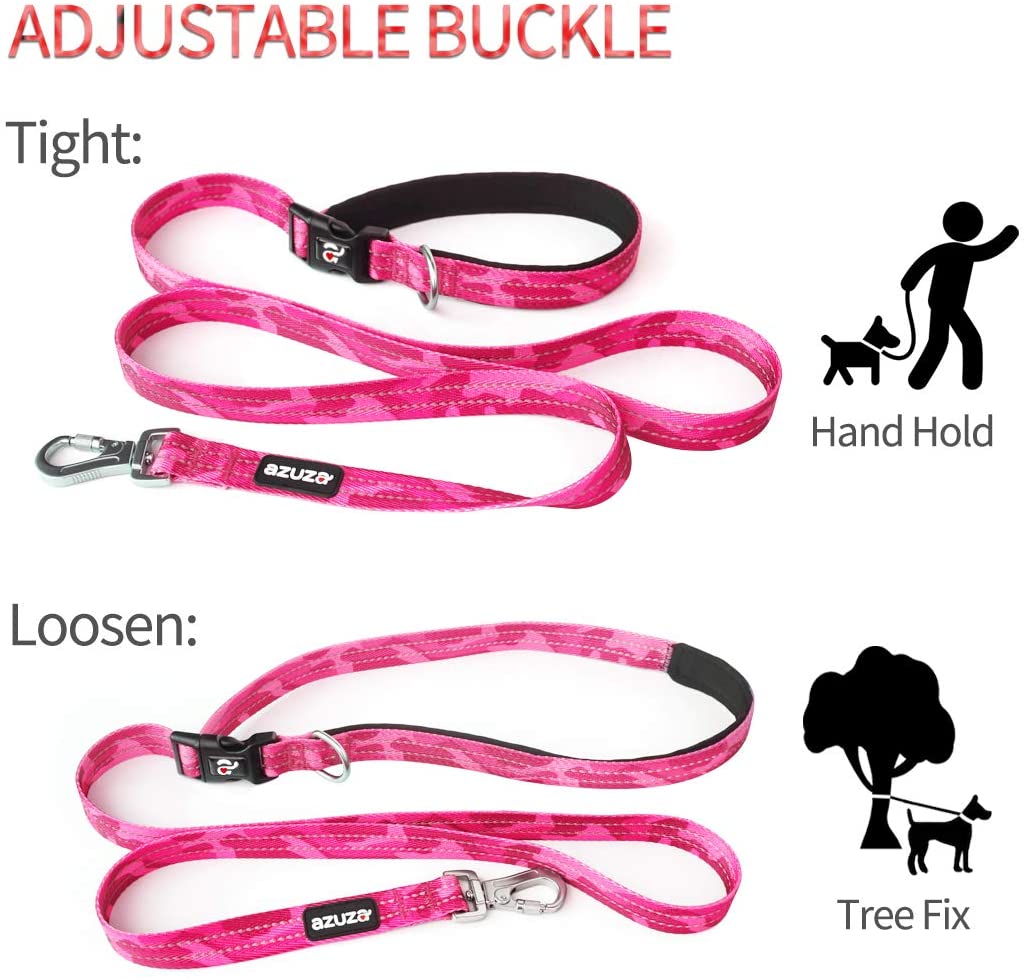 azuza Reflective Dog Collar and Leash Set Padded Collar with Matching Clip Handle Leash