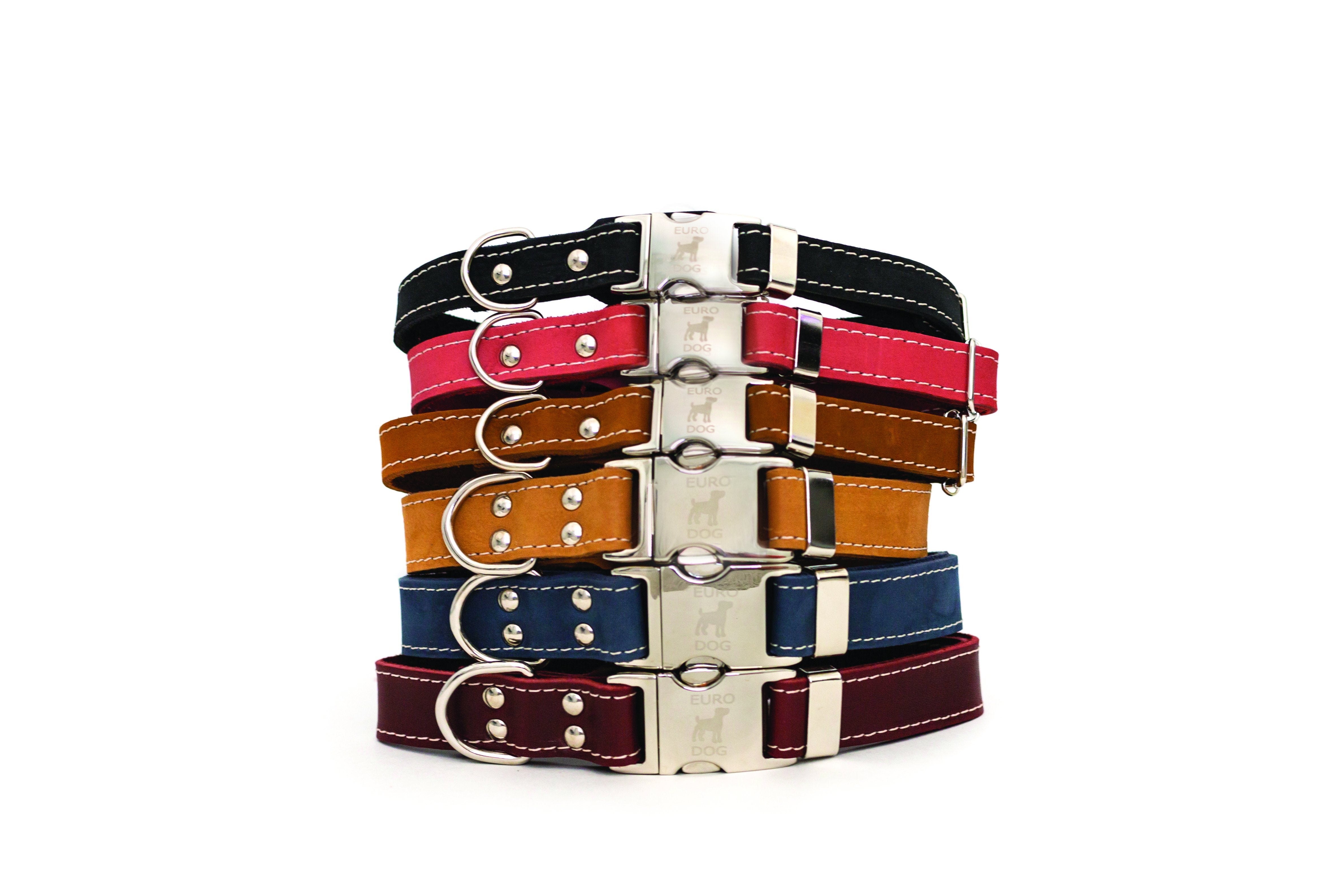 Euro-Dog 691054808751 Luxury Soft Leather Quick - Release Collarand#44; Bark Brown - Extra Large