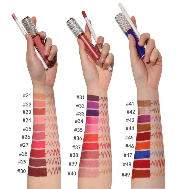 49 color Waterproof Long Lasting Matte Liquid Lipstick Lipliner Kit