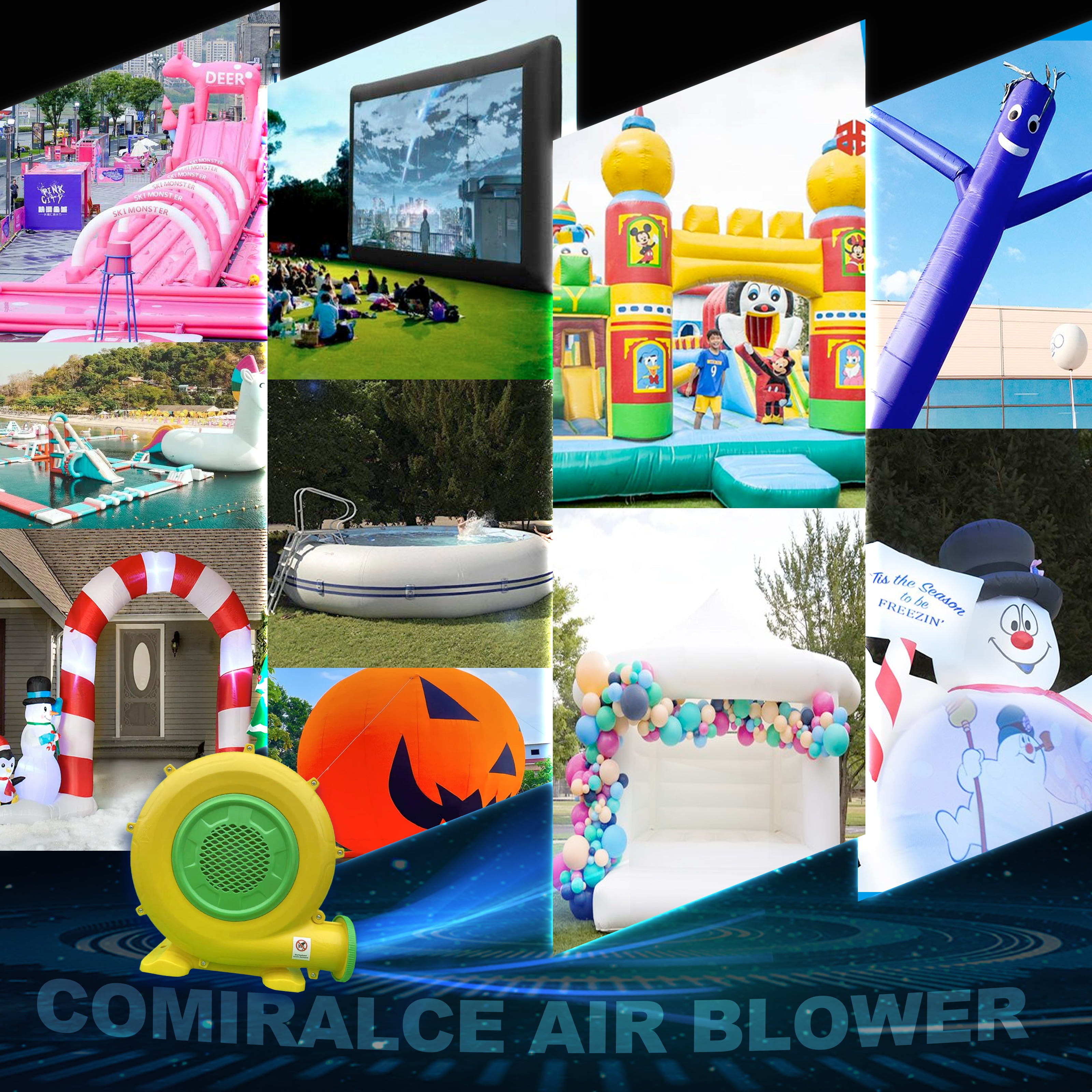 CoMiracle 550 Watt Bounce House Air Blower， 0.73 HP Air Pump Fan for Inflatable Bouncy Water Slide