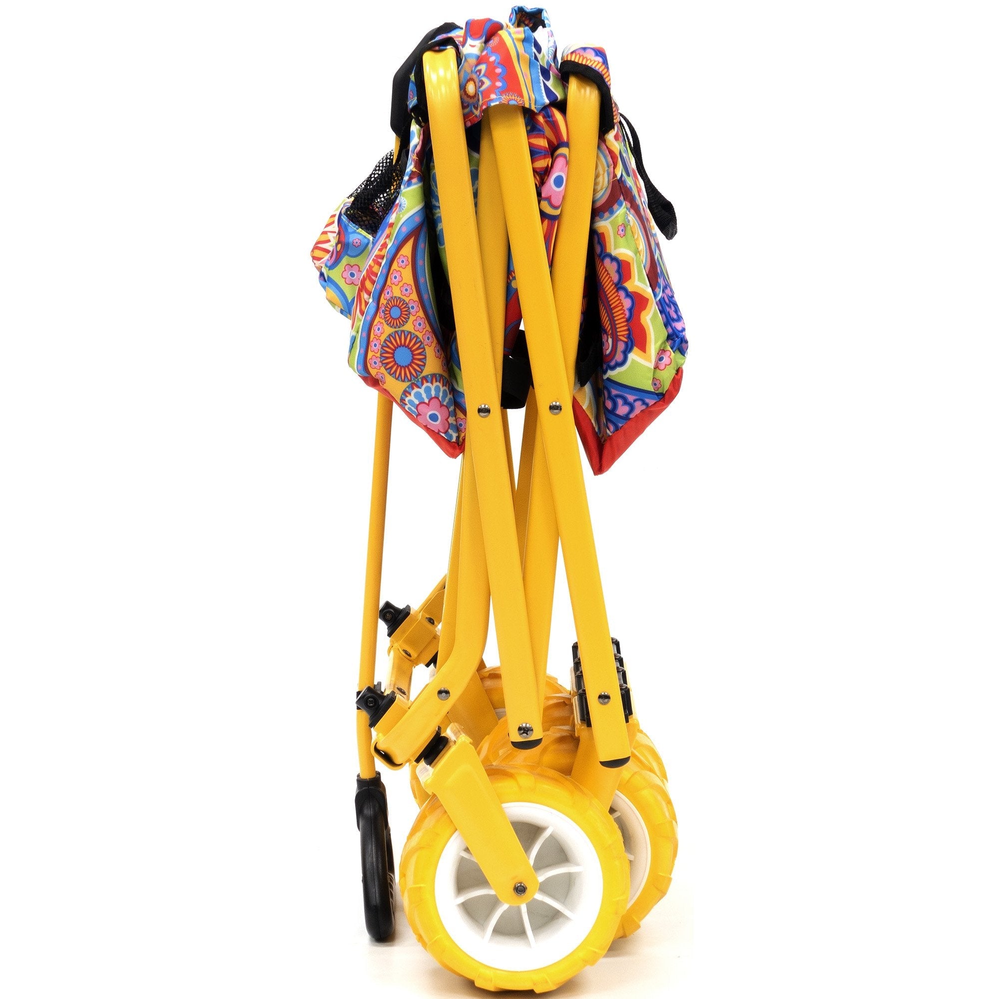 Creative Outdoor Products All-Terrain Paisley Folding Wagon Yellow | Kids and Adults