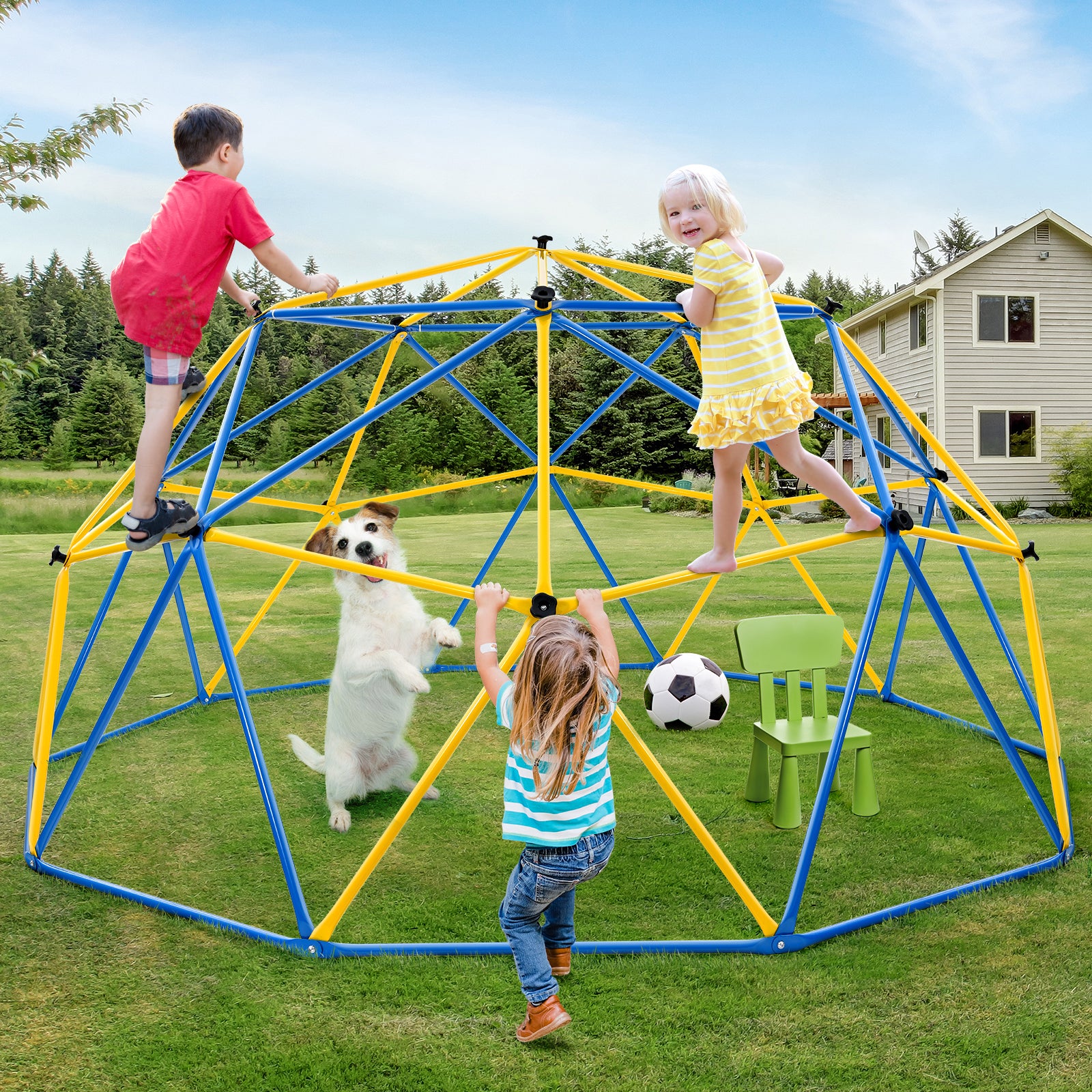 JUGADER 10' Climbing Dome with Swing and Hammock for Kids