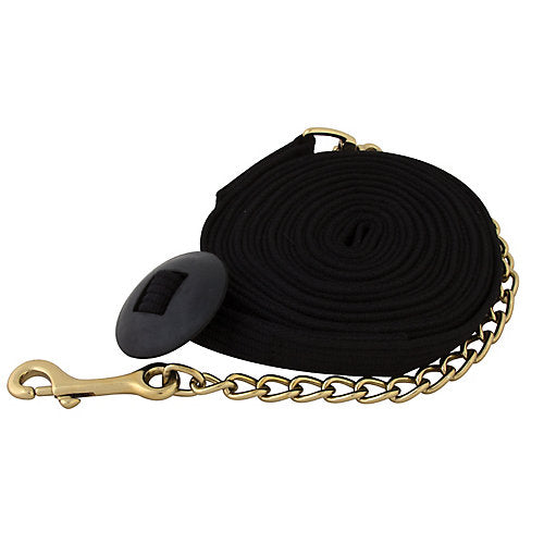 Basic Flat Cotton Web Lunge Line w/Chain Black