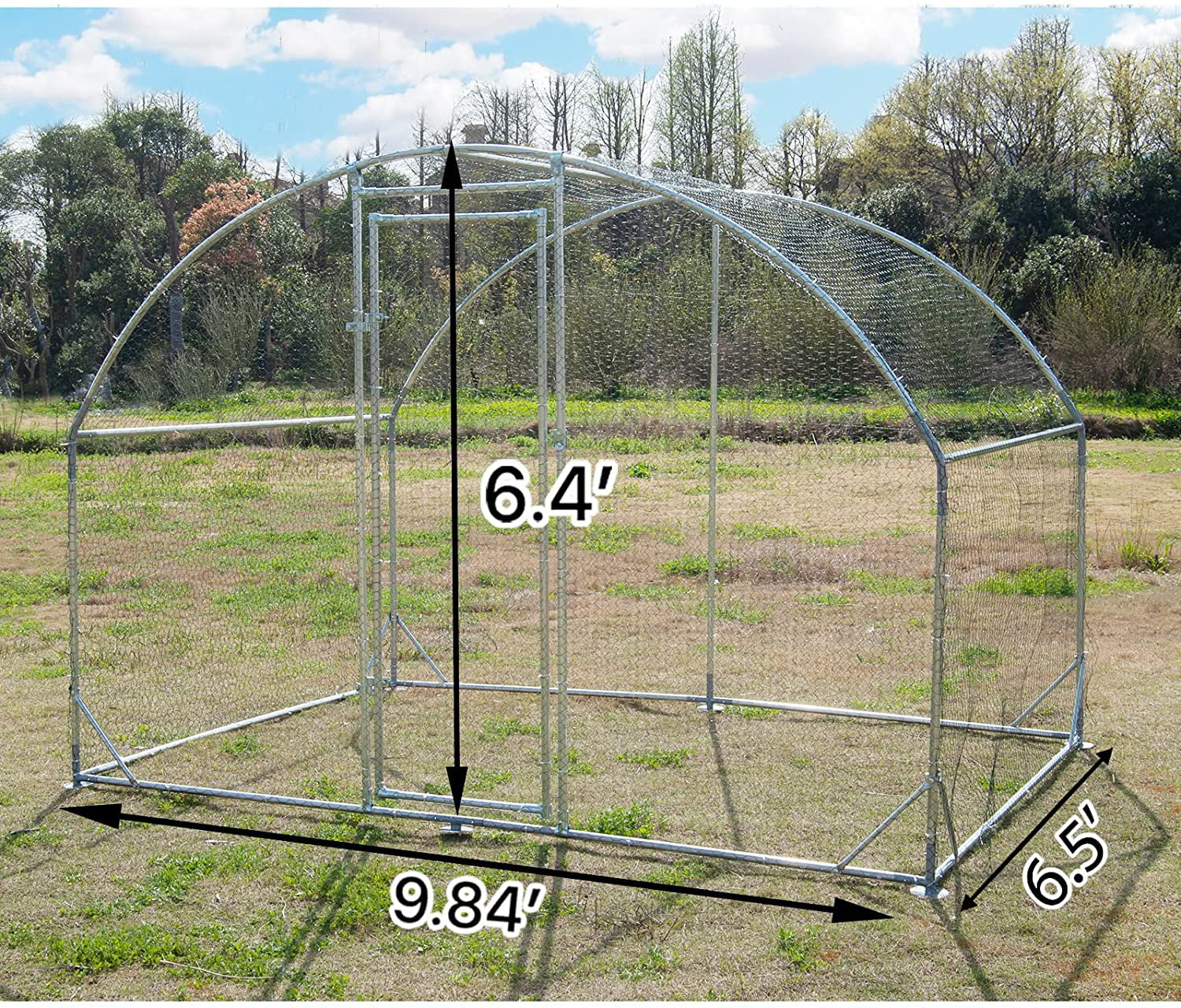 Polar Aurora Large Metal Chicken Coop， Walk-in Poultry Cage Galvanized Dome Shaped Coop 9.2 ft x 6.2 ft
