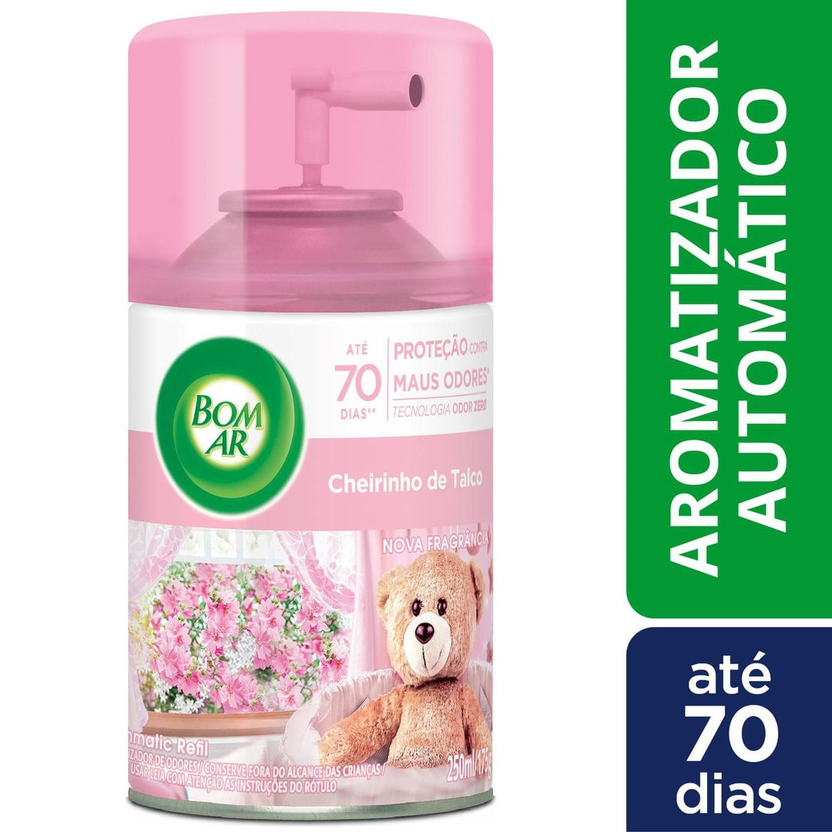 Aromatizador de Ambiente Bom Ar Automatico Aerossol Freshmatic Cheirinho de Talco Refil 250ml