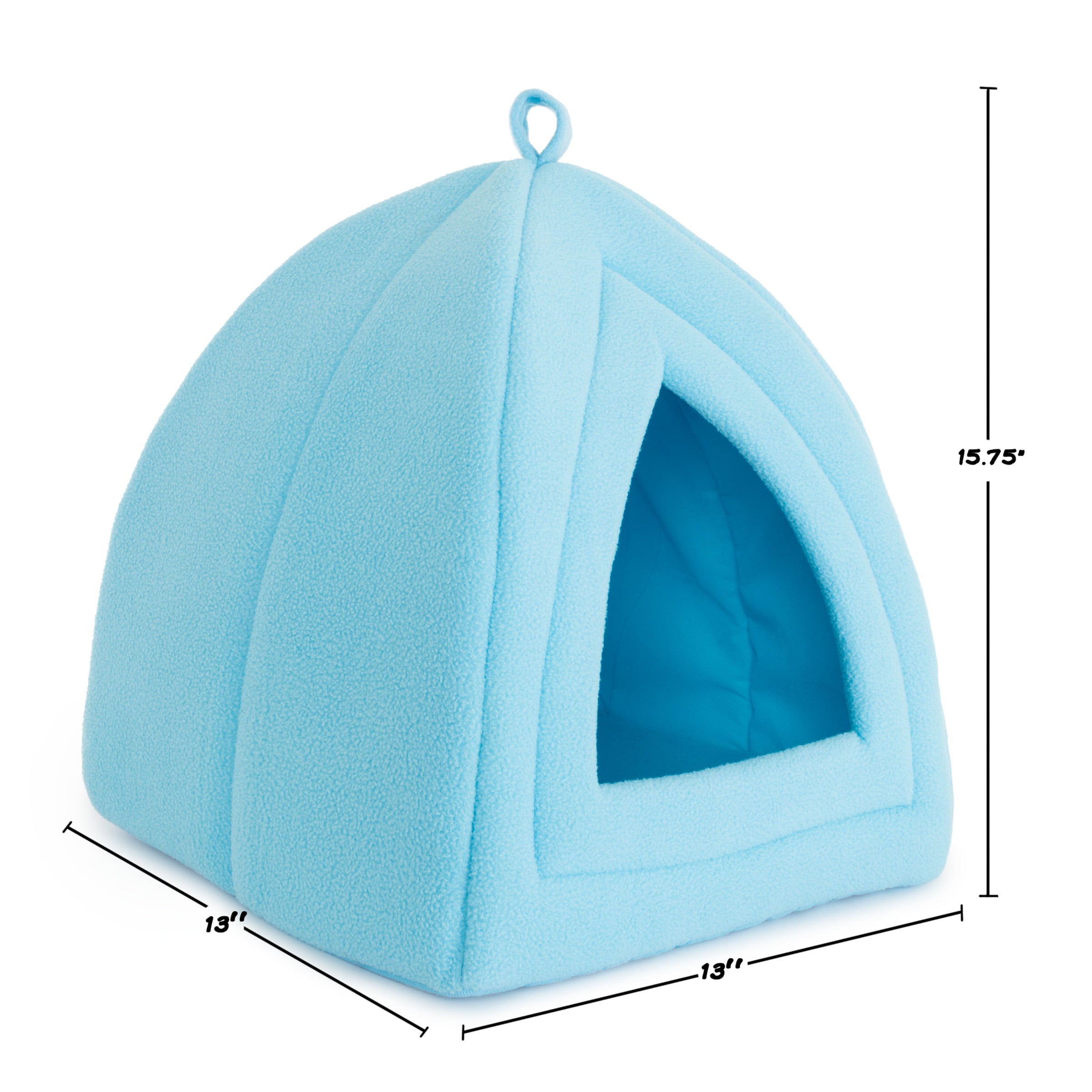 Cat House - Indoor Bed with Removable Foam Cushion - Pet Tent for Puppies， Rabbits， Guinea Pigs， Hedgehogs， and Other Small Animals by PETMAKER (Blue)