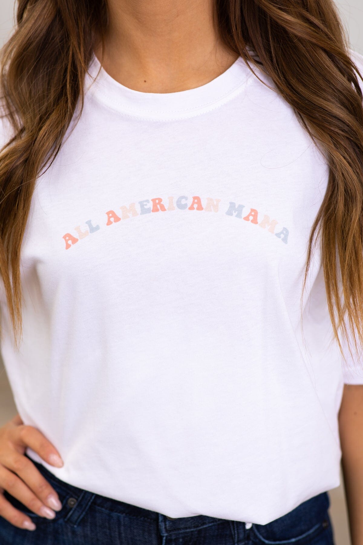 White All American Mama Graphic Tee