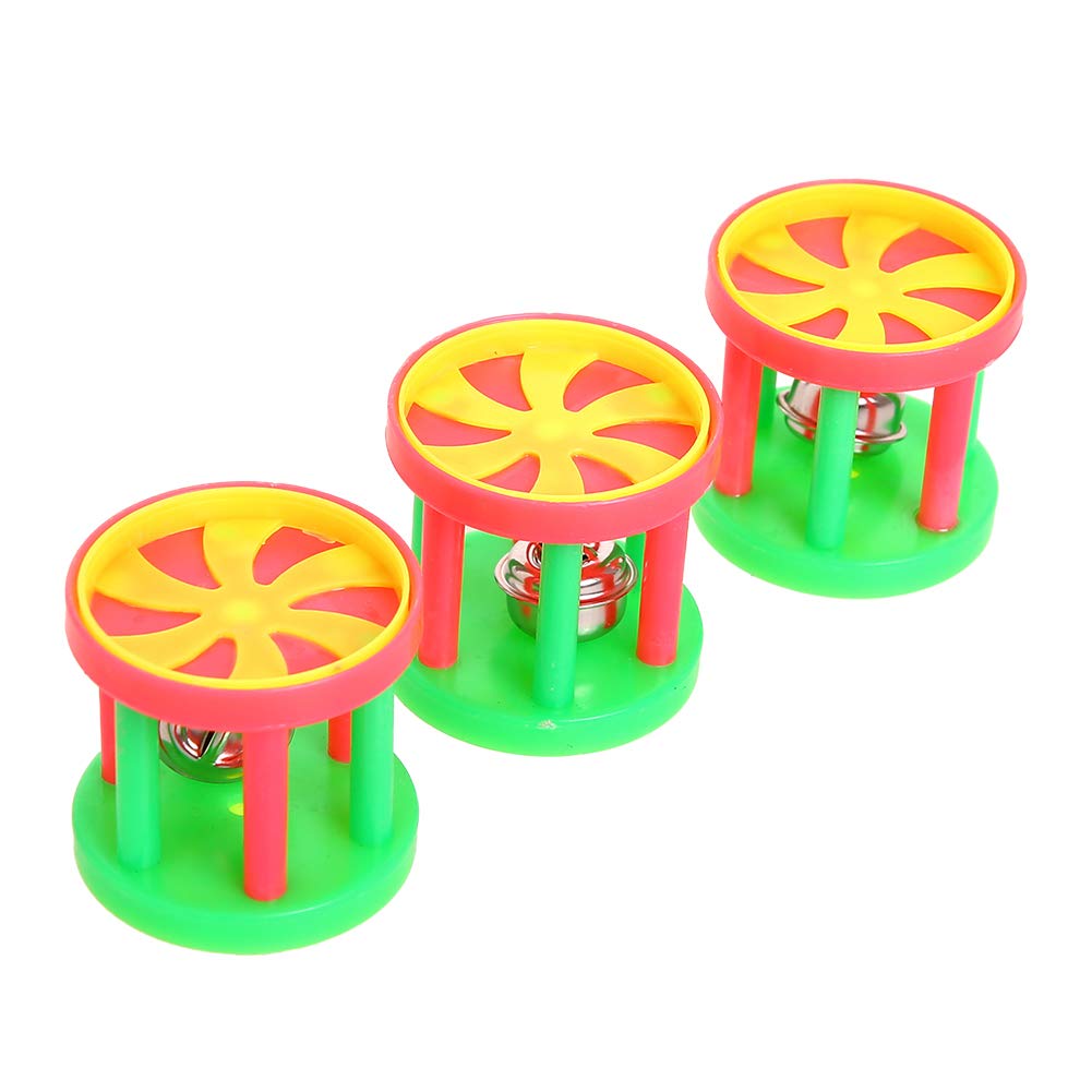 QBLEEV Bird Roller Rattles Toys， Parrot Foot Toys， Foraging Chewing Bell Training Trick Toys， Birds Play Gym Activity Center Cage Accessories for Small Parrots-3 Pack