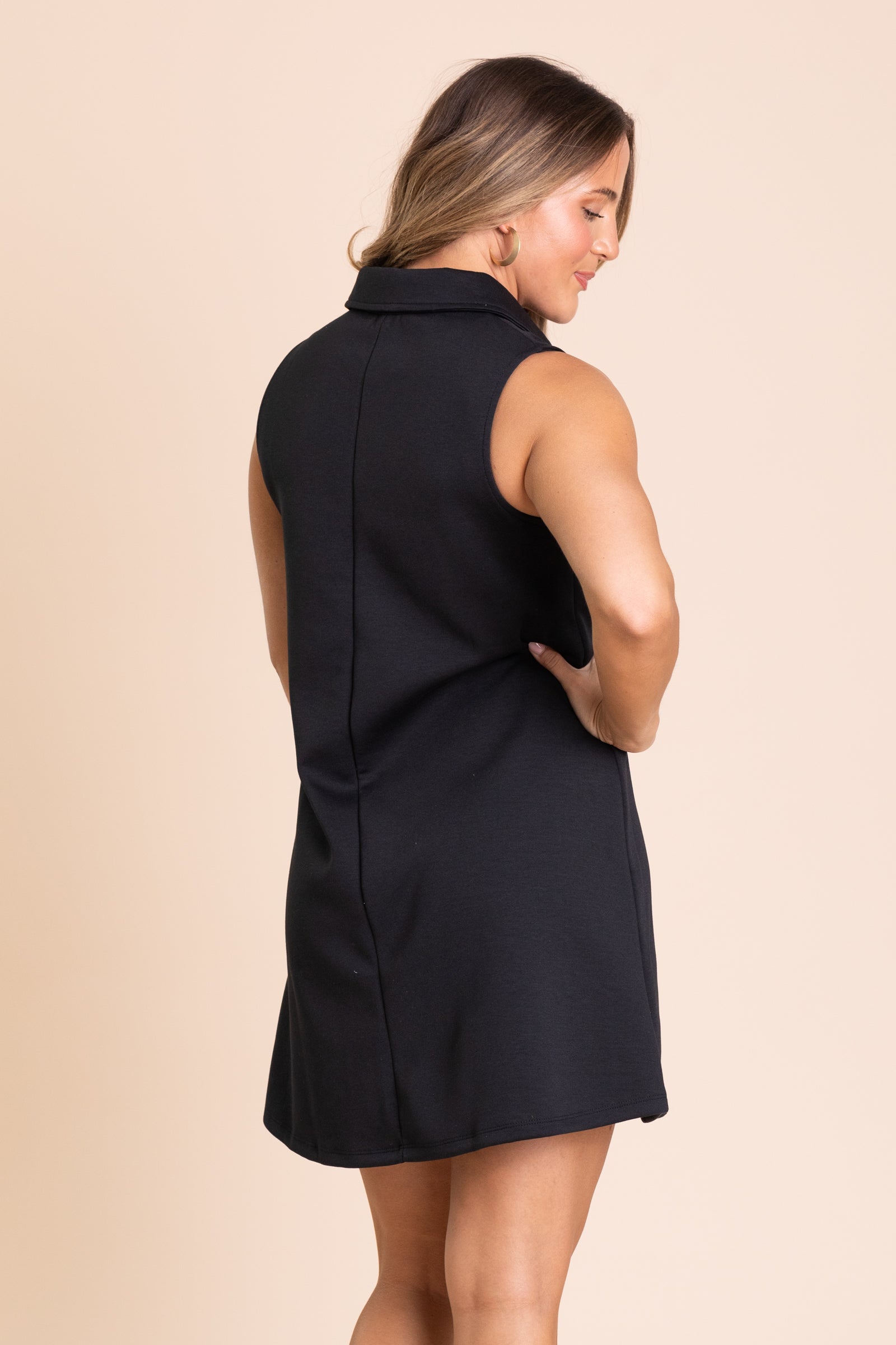 Collared V-Neck Scuba Dress