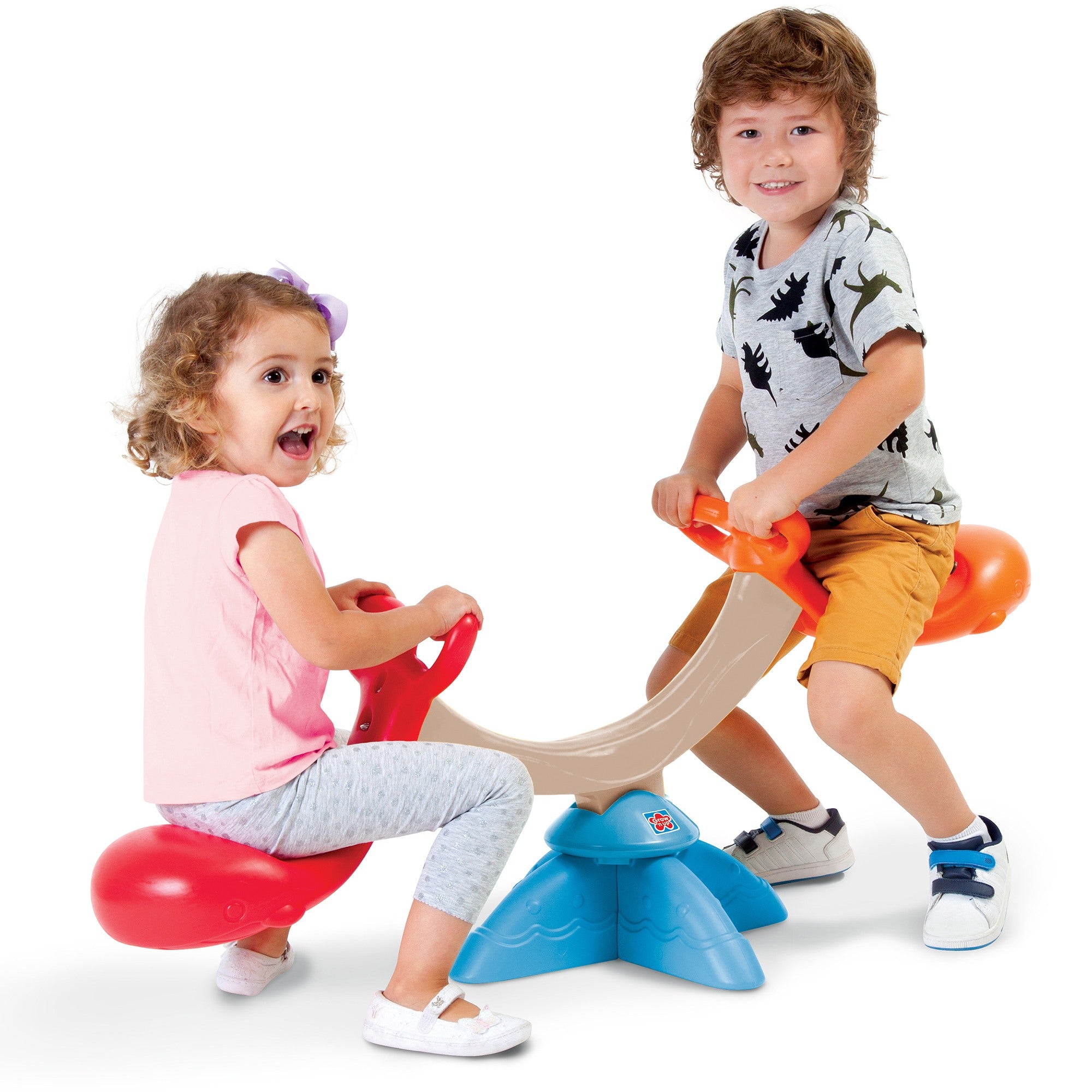 Grow'N Up: Happy Whale Seesaw - Toddler 2 Person Seesaw Toy， Indoor and Outdoor Fun， Sit and Spin 360 Degrees， Ages 2+