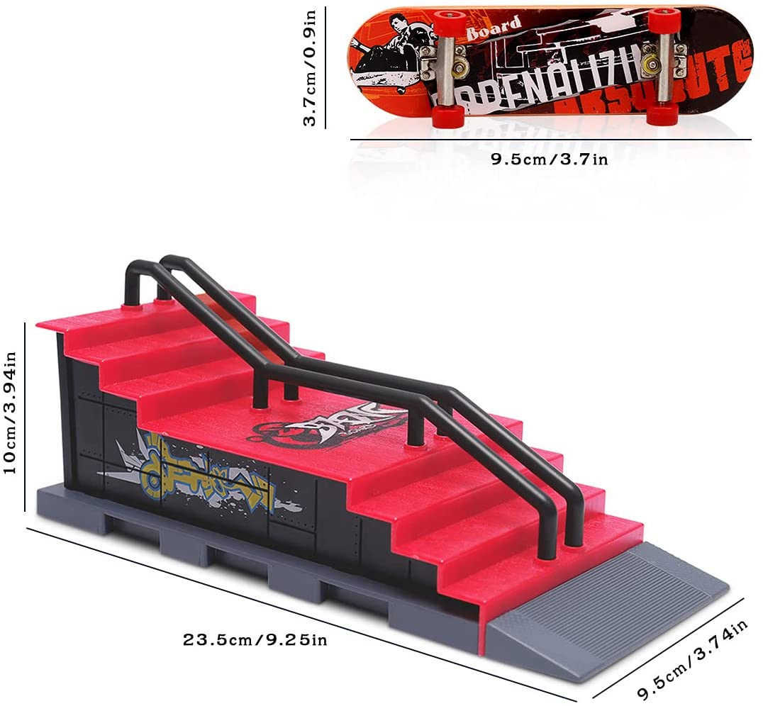 Mini Finger Toy Skateboard Park Ramp Kit， Fingerboard Half Pipe Ultimate Parks Training Props Accessories for Kids Adult (Style F)