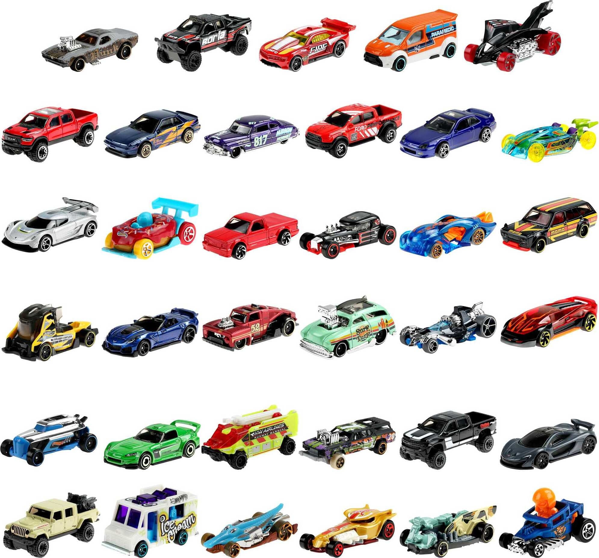 Hot Wheels 1:64 Scale Toy Cars and Trucks， 36-Pack (Styles May Vary)