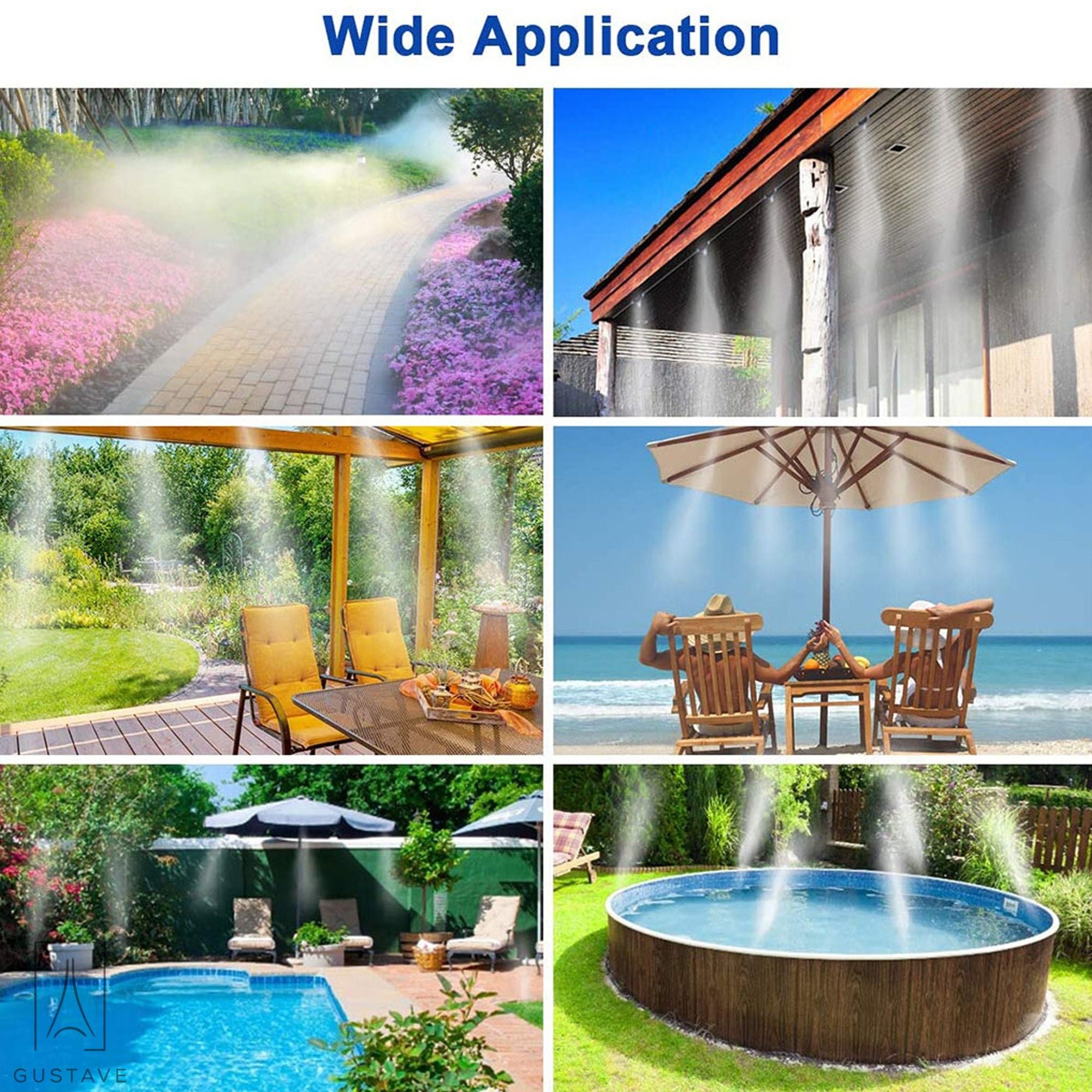 Gustave Misting Nozzles Kit， Outdoor Misting Nozzle Tees 10/24 UNC Tees 10pcs + 0.4mm Orifice Nozzle 10pcs and 1Plug， for Outdoor Cooling System 