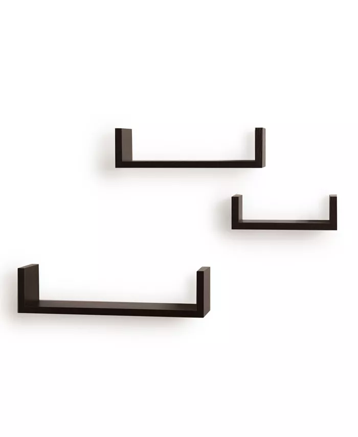Danya B Floating 'U' Laminated Walnut Veneer Shelves - Set of 3