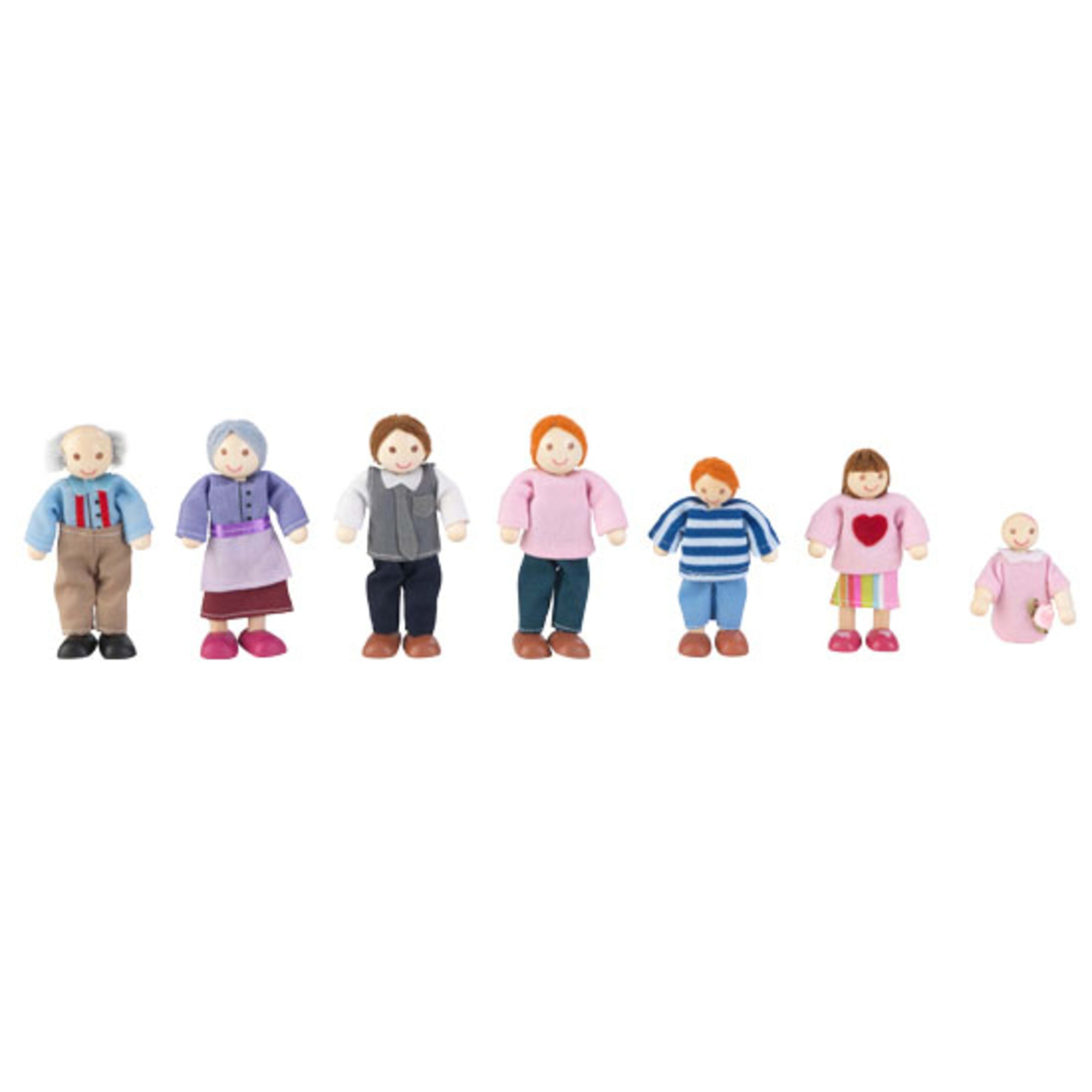 KidKraft 5" Wooden Poseable Doll Family of 7 - Caucasian