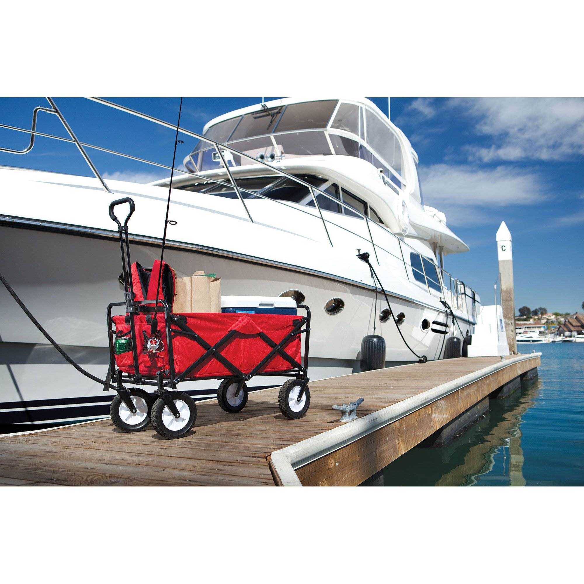 Mac Sports Collapsible Steel Frame Outdoor Garden Camping Wagon， Gray (2 Pack)