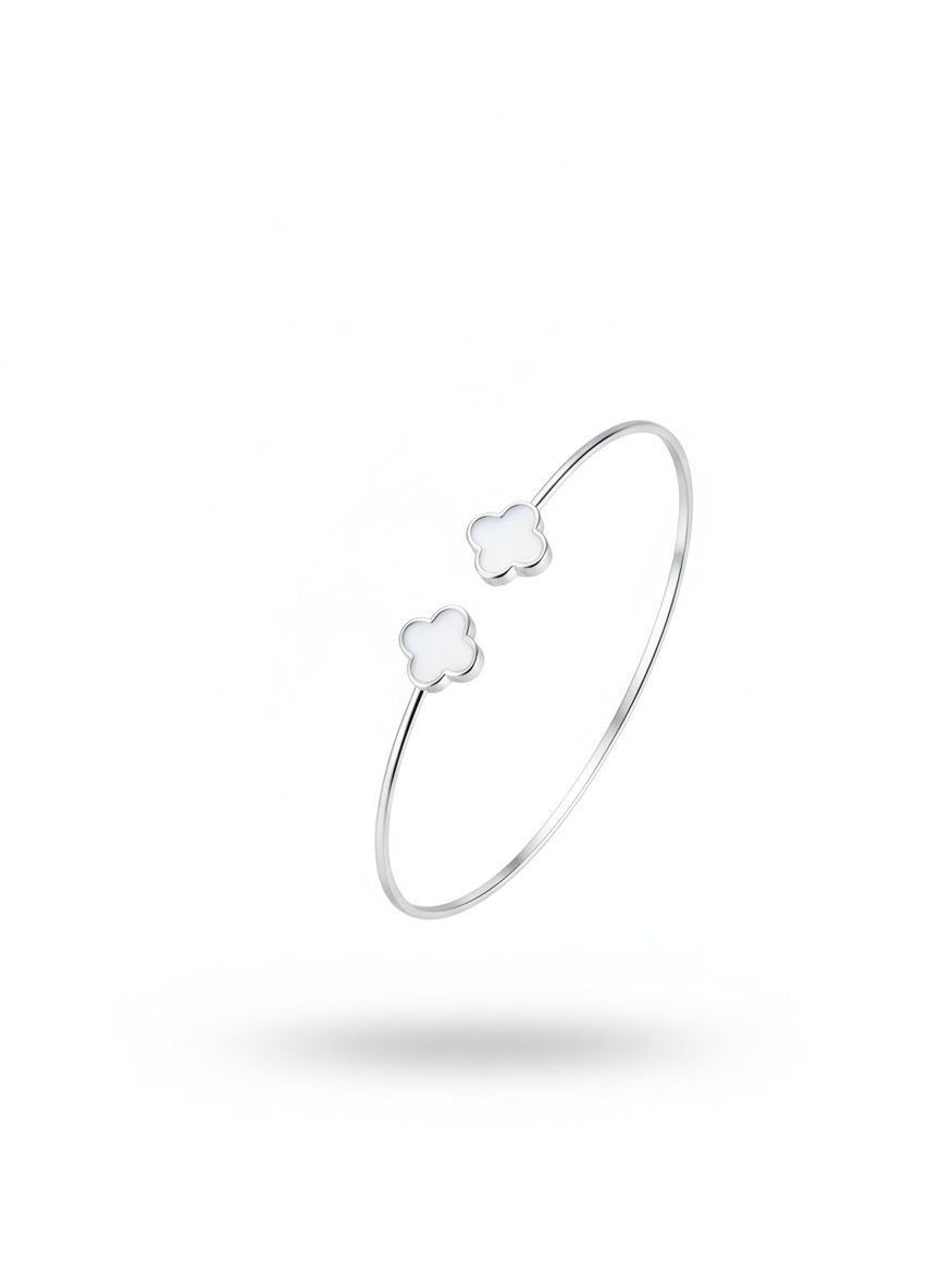 Bracelete Trevo Pedra Branca