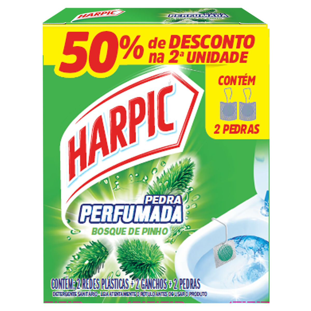 Pedra Sanitaria Perfumada Bosque de Pinho Harpic 2 Unidades