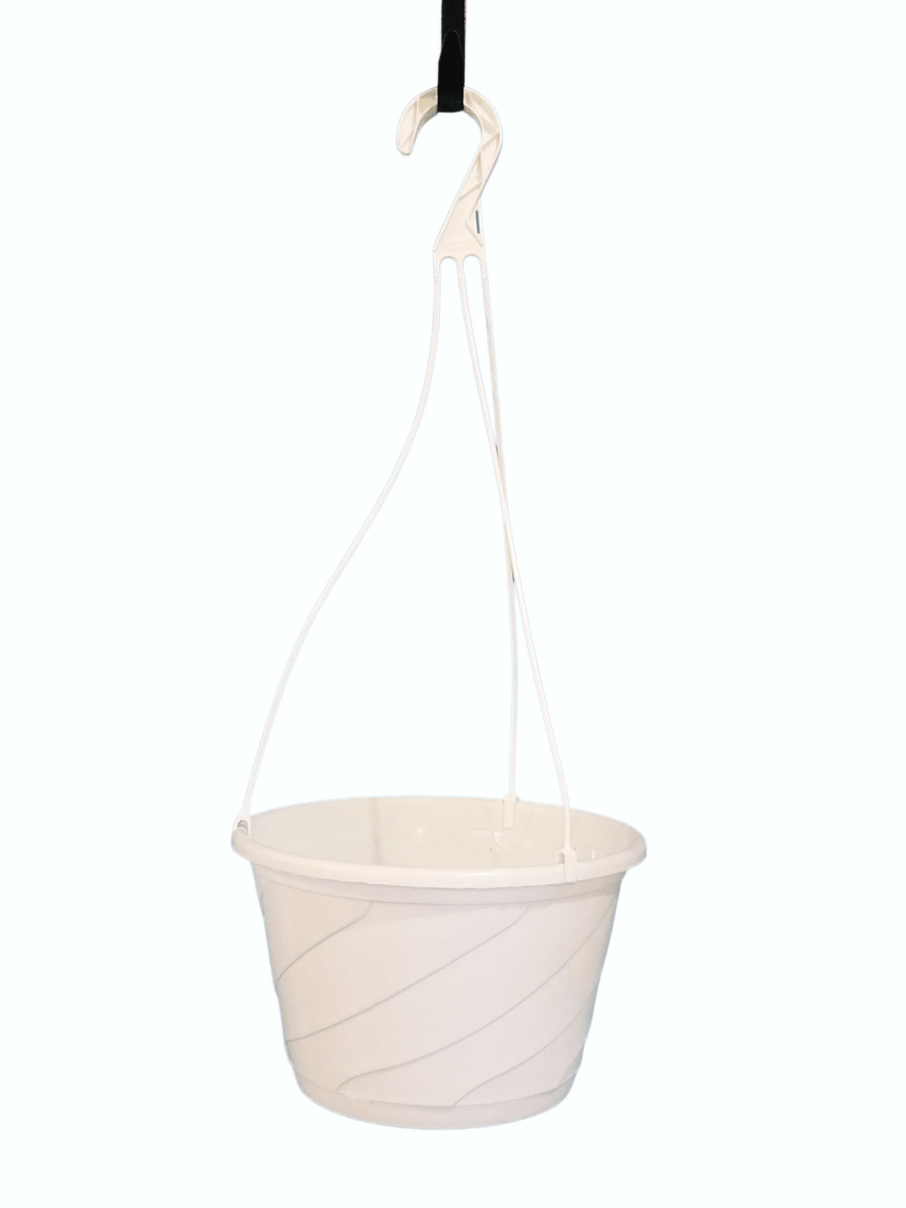 White Contempo Swirl 10" Diameter Plastic Hanging Basket - Set of 10