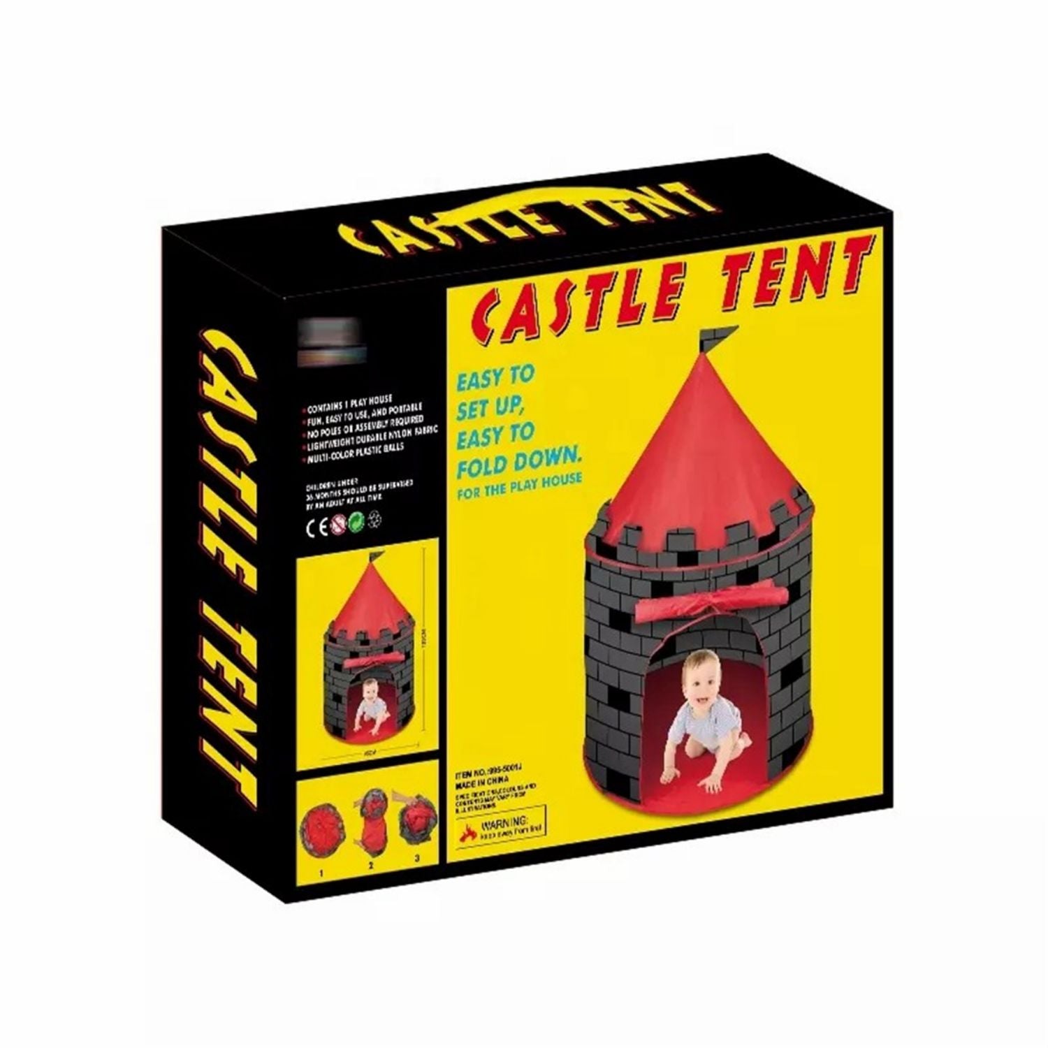 Cmgb Castle Play Tent, Unique Pop Up Fortress, Collapsible Playhouse with Storage Bag, Indoor