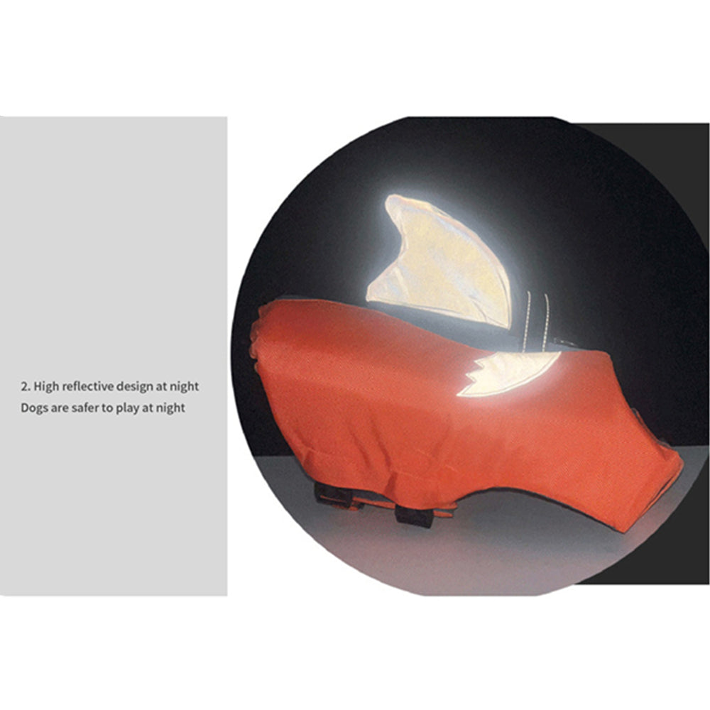 Dog Life Jacket Swimming Vest Dog's Life Vest Shark Floating Pet Lifevest with Safety Handle for Swim Pool Beach Boating Water Flotation Device Preserver for Dog， Orange S