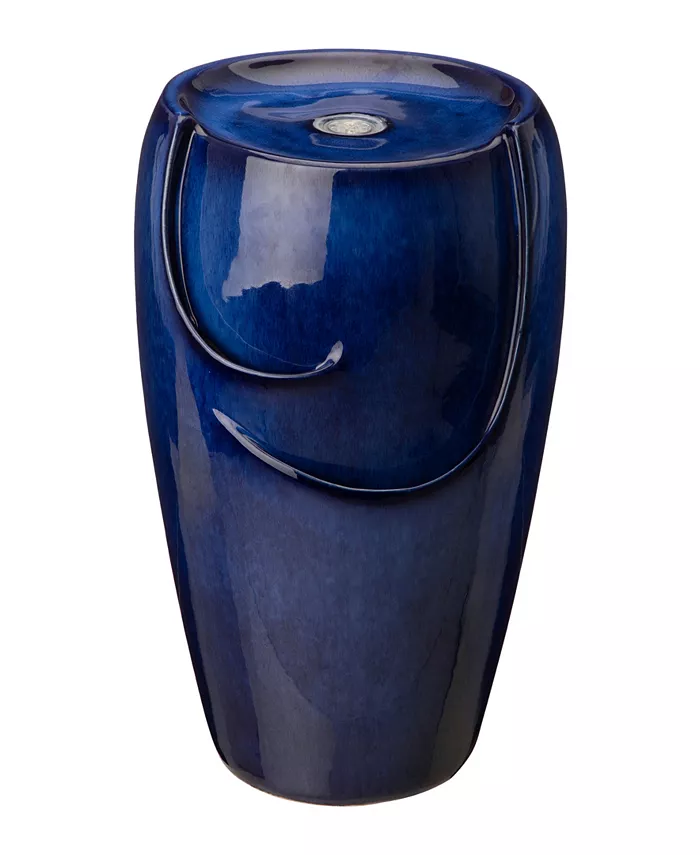 Glitzhome Cobalt Outdoor Fountain with Pump and LED Light