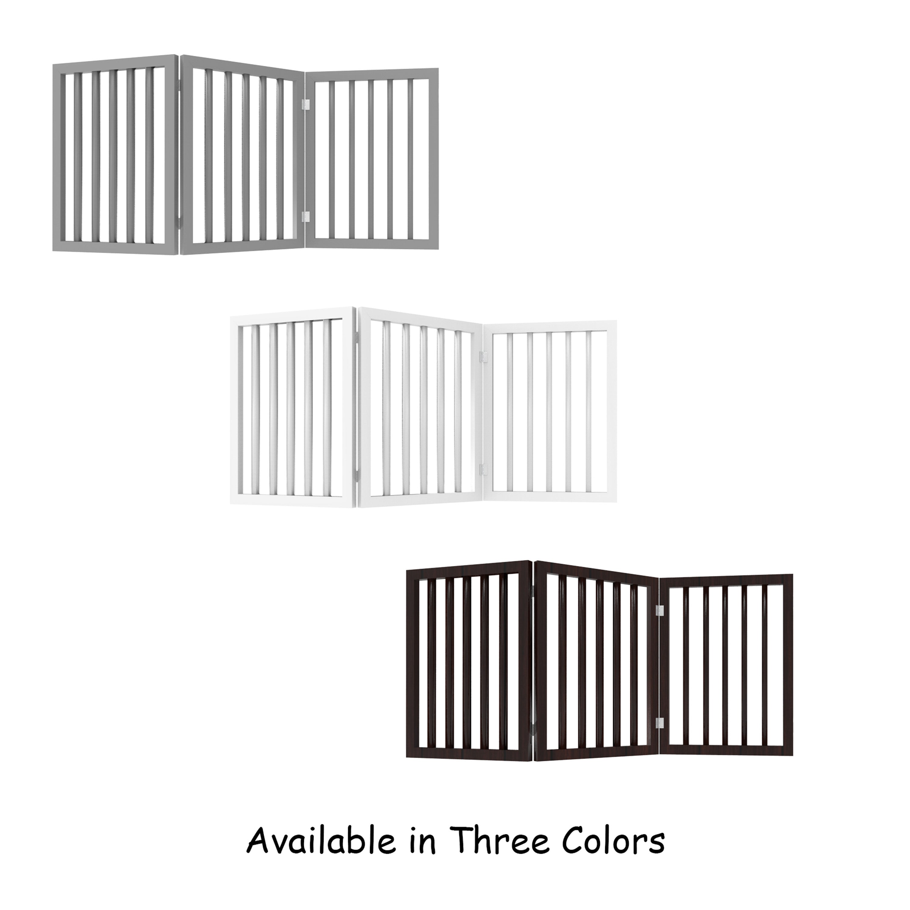 Pet Gate ? Dog Gate for Doorways Stairs or Room ? 23.75-inch-Tall Freestanding 3 Panel Accordion Style Wooden Indoor Dog Fence by PETMAKER (Brown)