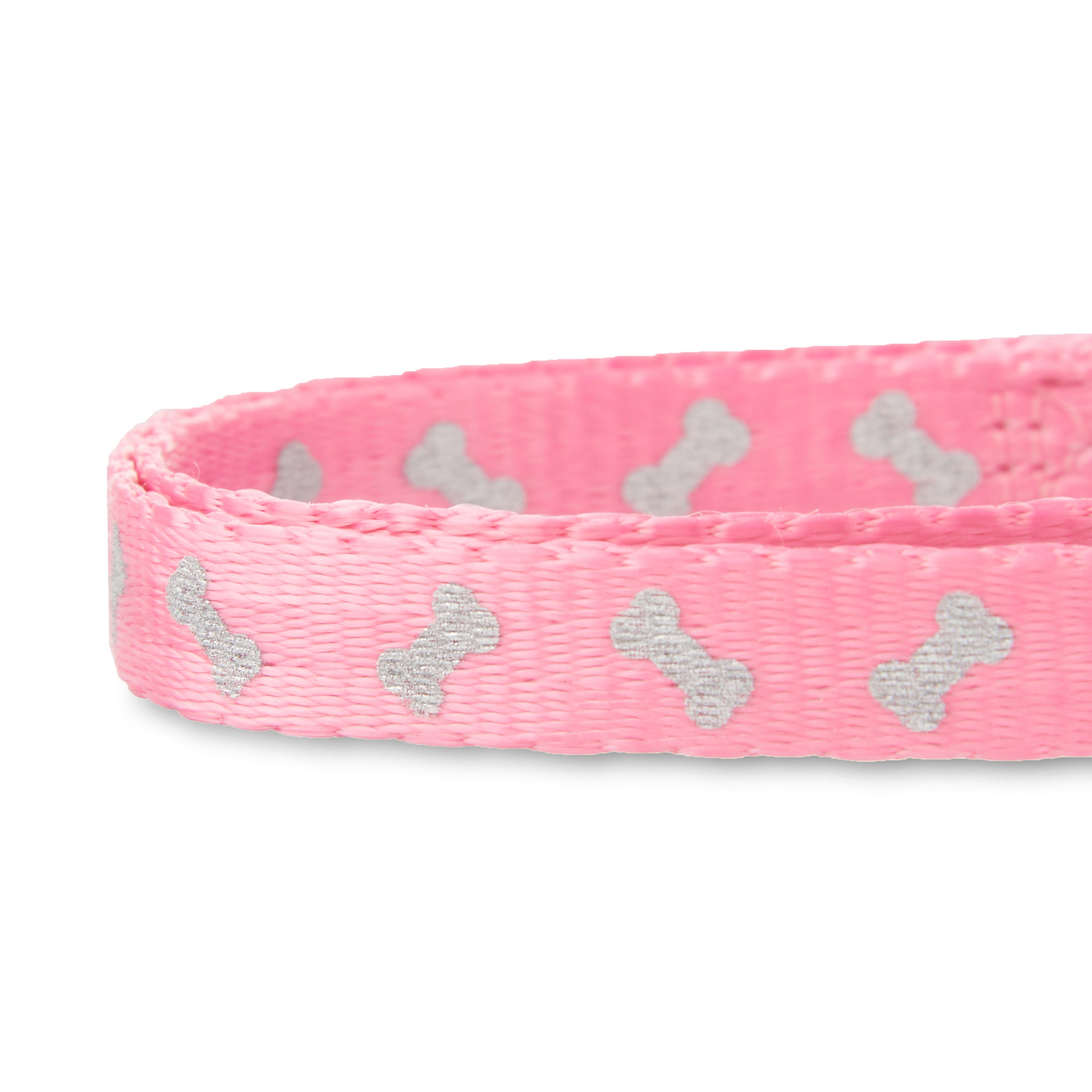 Vibrant Life Reflective Dog Collar， Pink Bones， Small