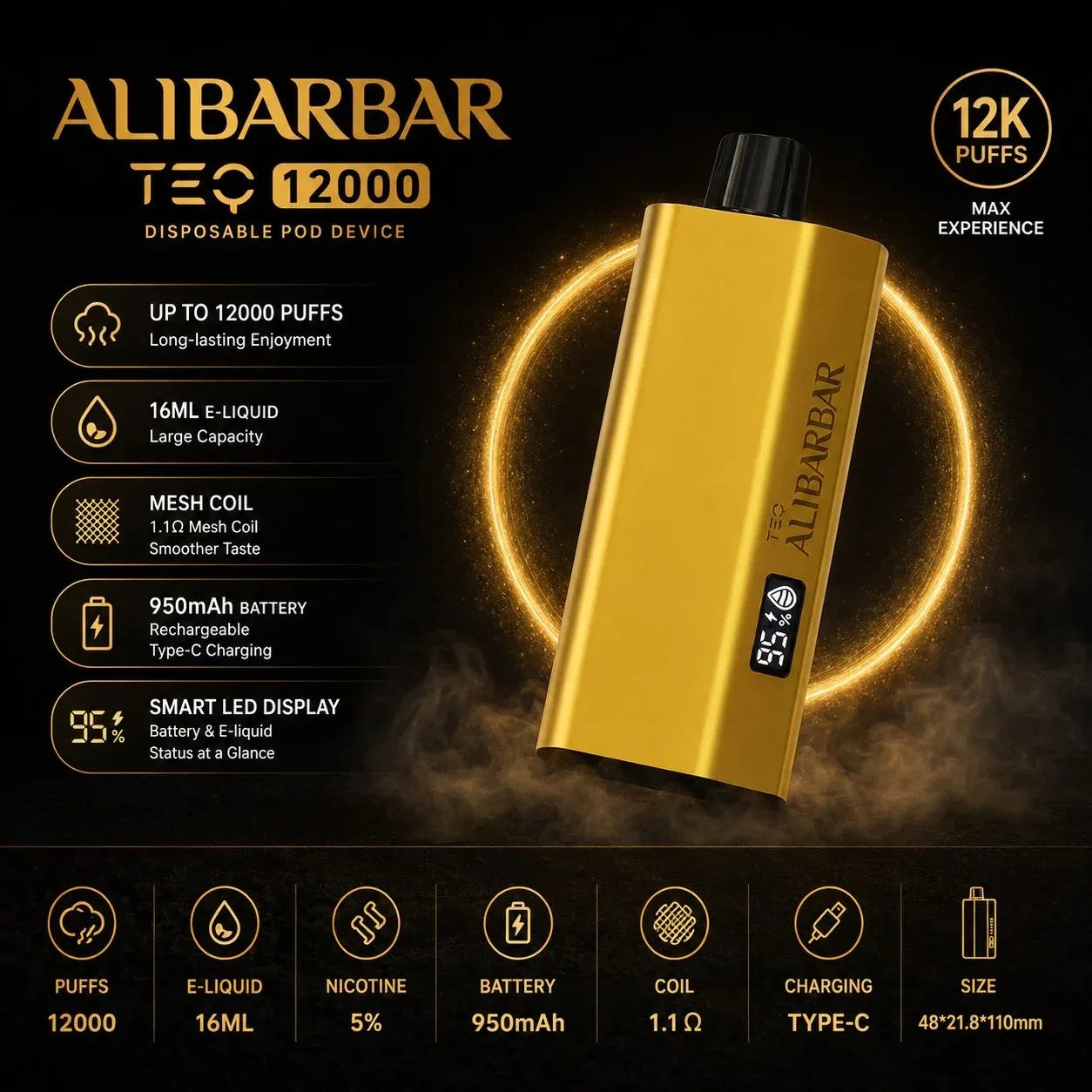 ALIBARBAR TEQ 12000 Puffs Bundle Pack (3/5 Pack) 🚚
