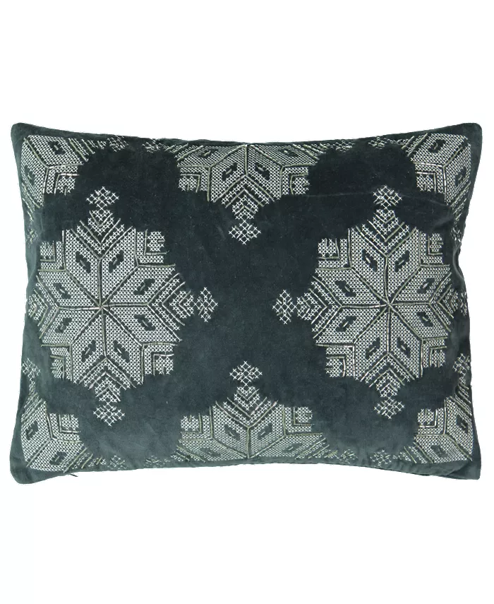 Mod Lifestyles Christmas Collection Beads Snowflake Embroidery Lumbar Pillow， 13