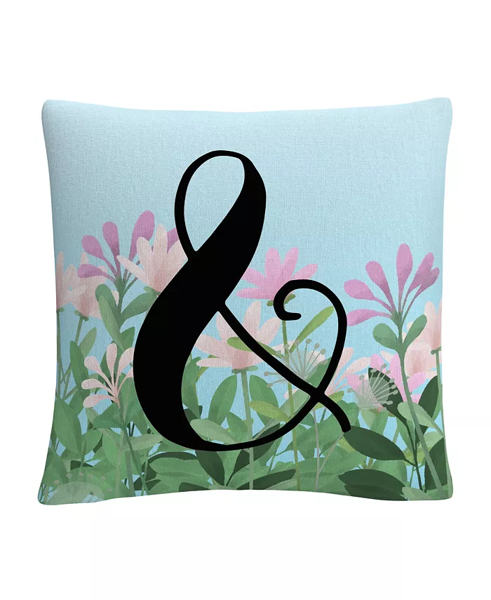 Baldwin ABC Pink Floral Garden Letter Illustration Ampersand Decorative Pillow， 16