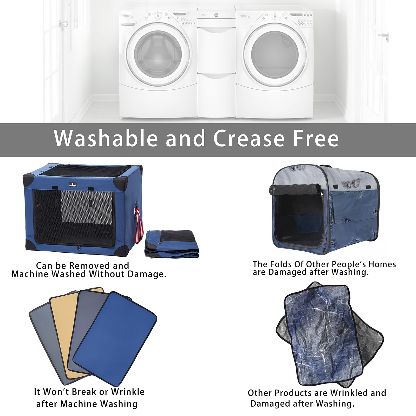 Tikysky Collapsible Dog Crate Portable Kennel Soft Fabric， XL-37.4