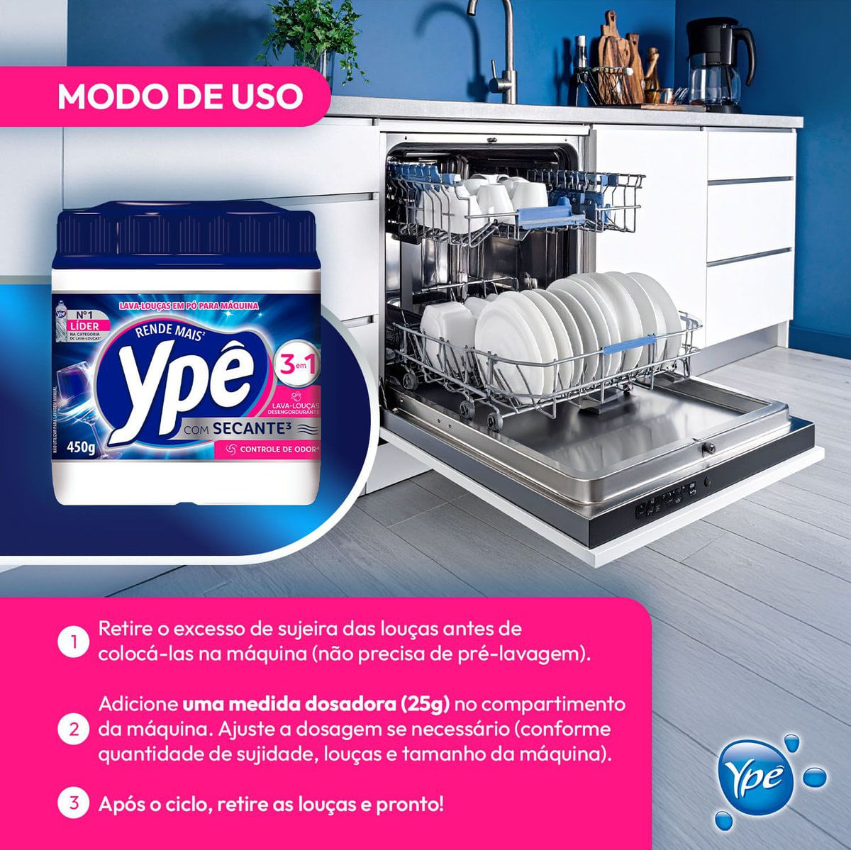 Detergente em Po para Maquina de Lavar Loucas Ype 450g