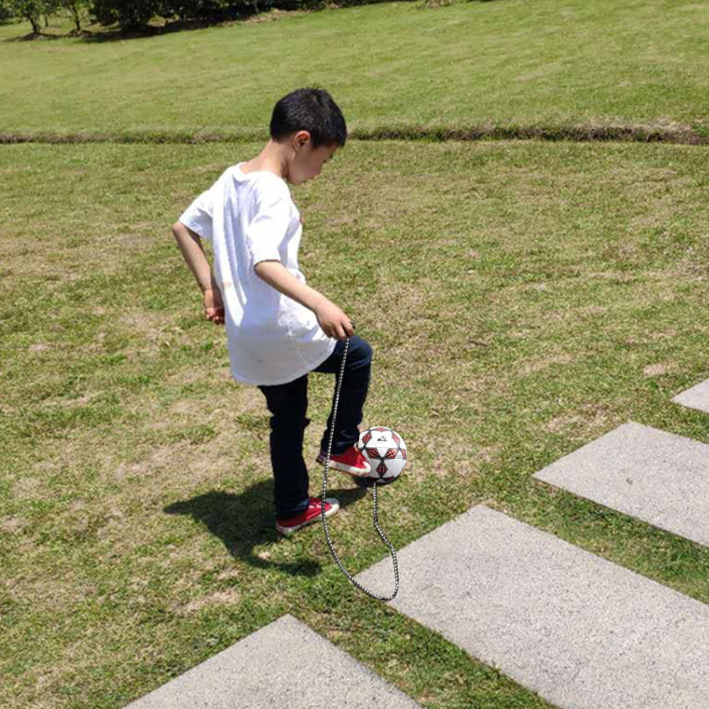 Soccer Ball with Rope Auxiliary Children Training Kick Back Football (Red)