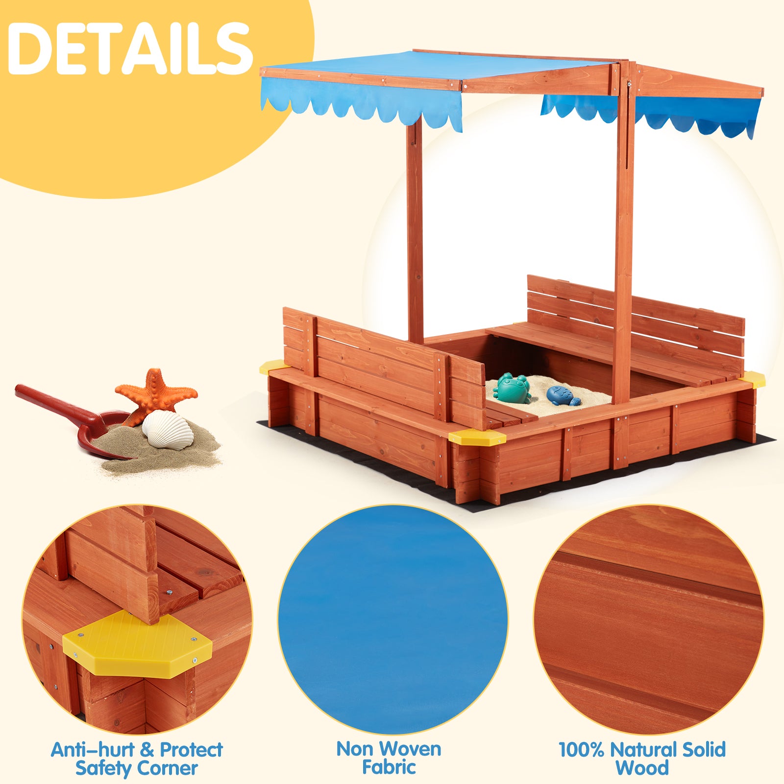 AVAWING Kids Sandbox with Canopy(47.2