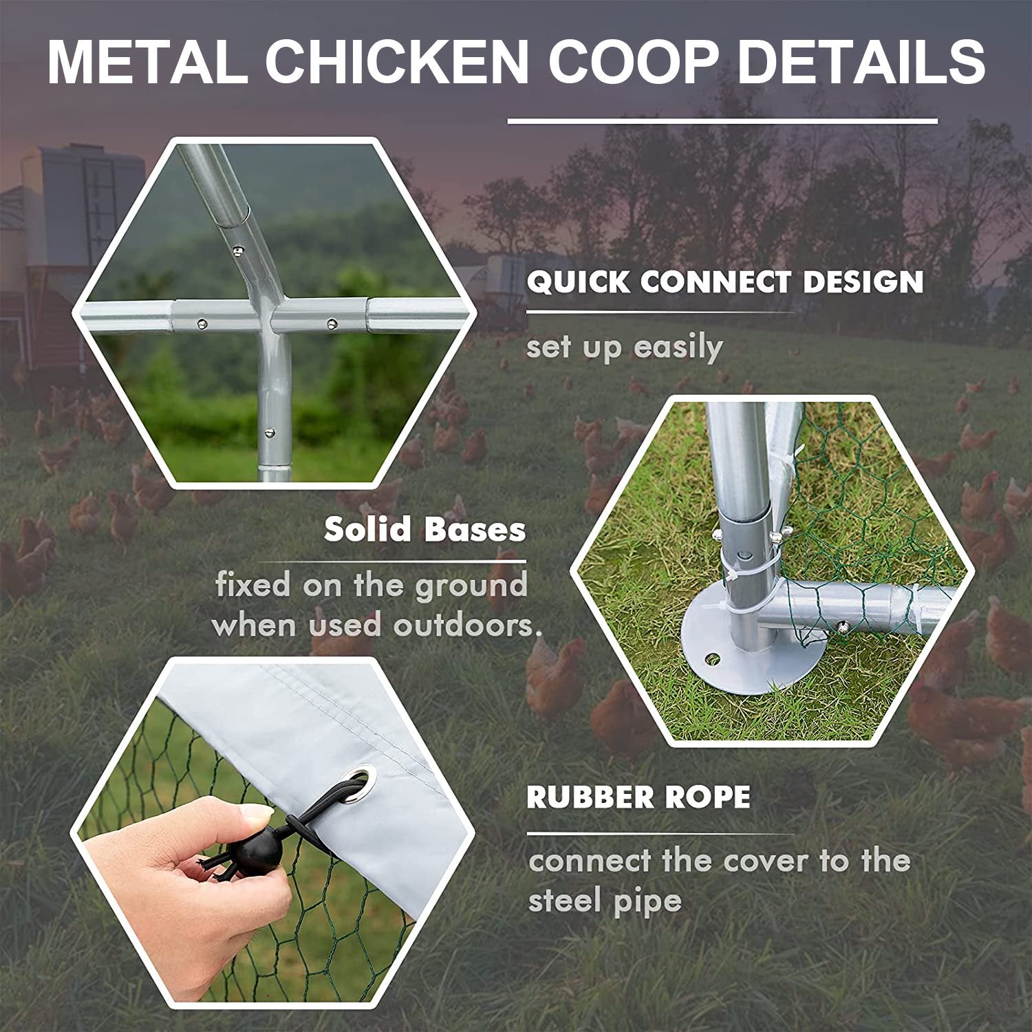 Holaki Large Metal Chicken Coop Hen Run House Flat Walk-in Cage 10x13x6.4 ft