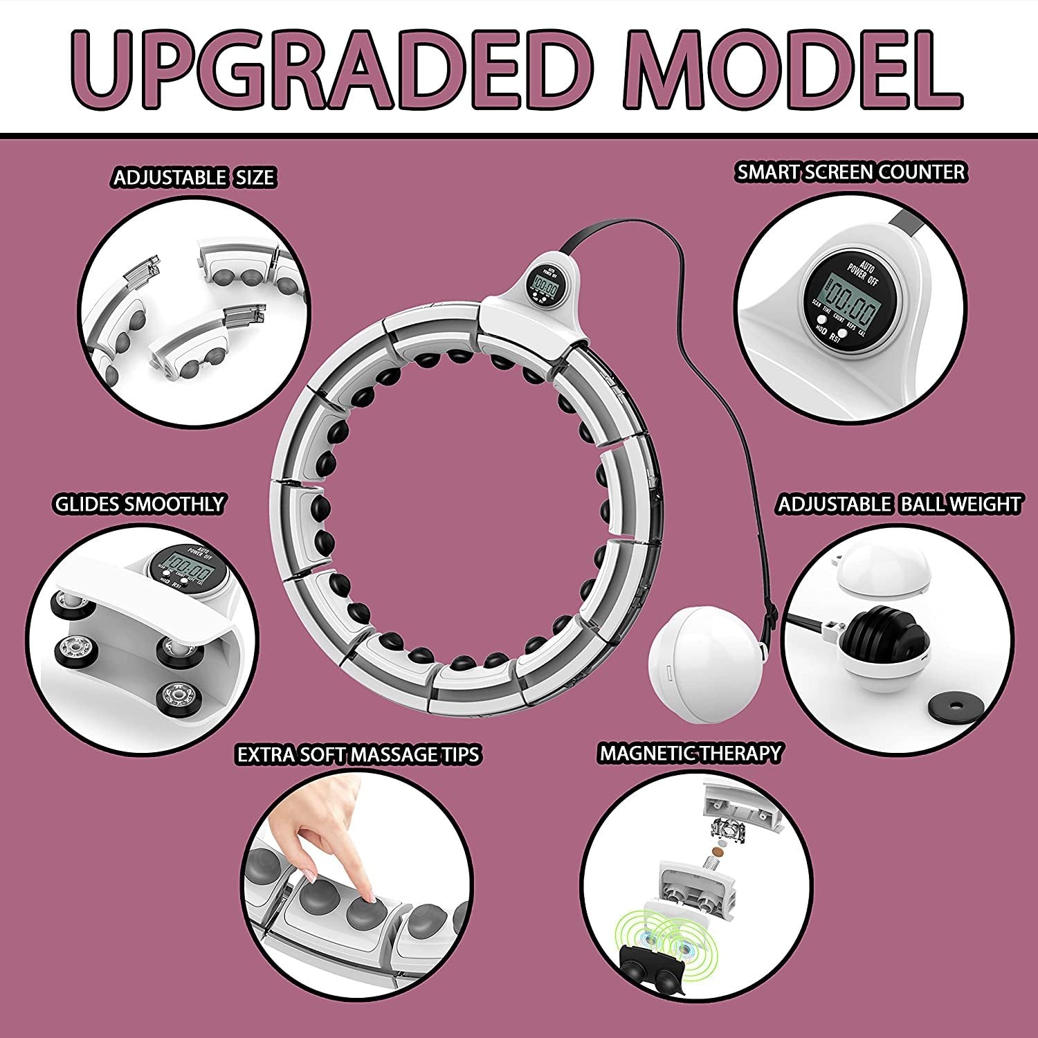 Droddle Smart Weighted Hula Hoop - Great for Fitness， Exercise， Weight Loss， Abs Stimulator， Pilates Ring Circles， for Adults and Kids