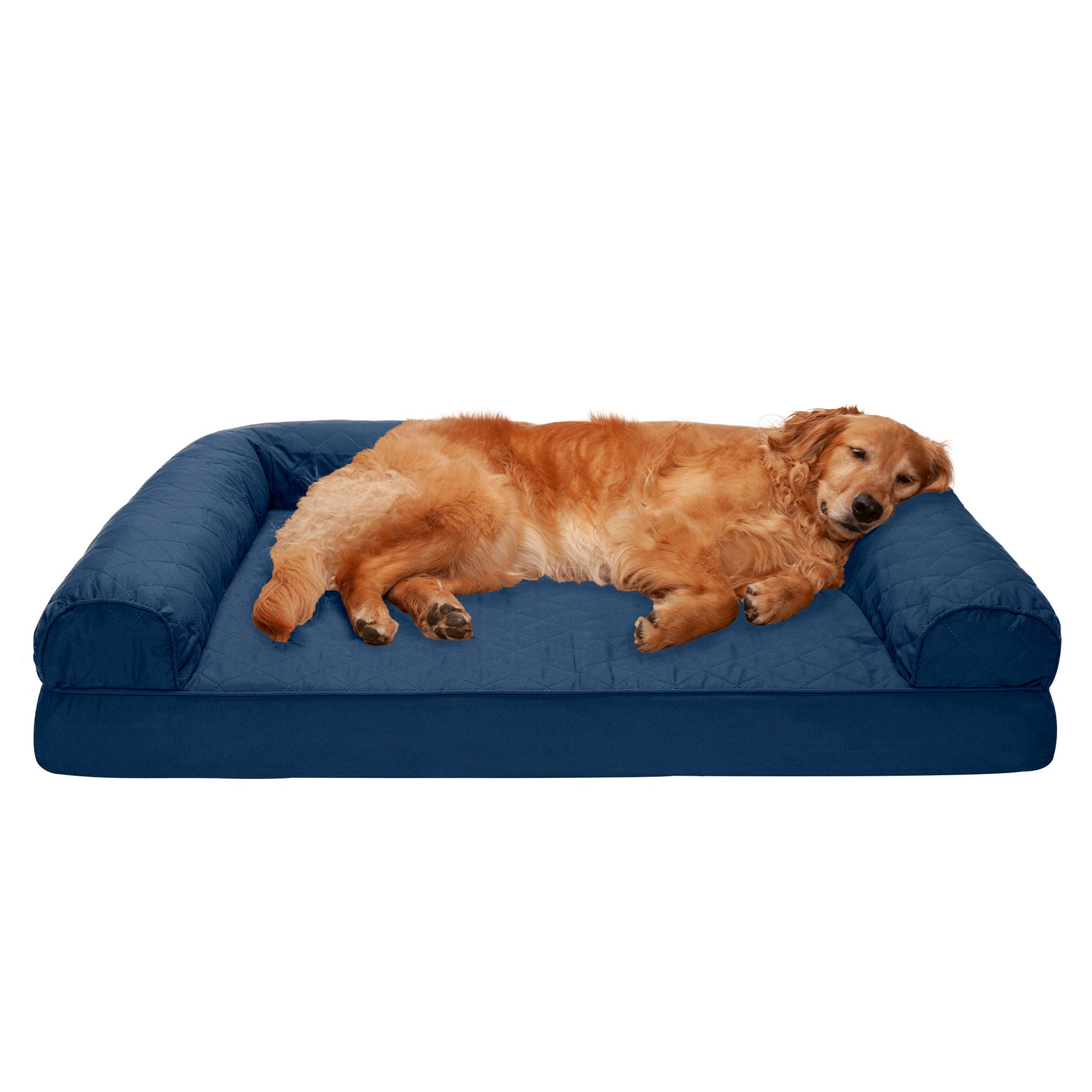FurHaven Pet Products | Full Support Orthopedic Quilted Sofa-Style Couch Pet Bed for Dogs and Cats - Navy， Jumbo