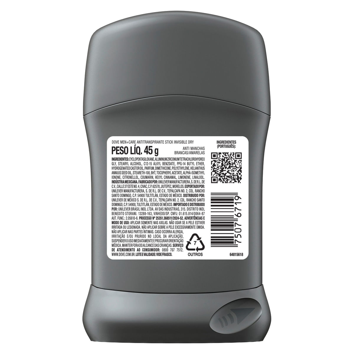 Desodorante Stick Dove Men Care Invisible Dry 45g