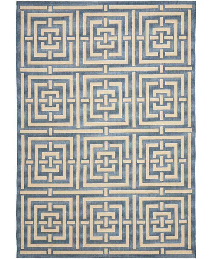 Safavieh Courtyard Blue and Bone 4' x 5'7