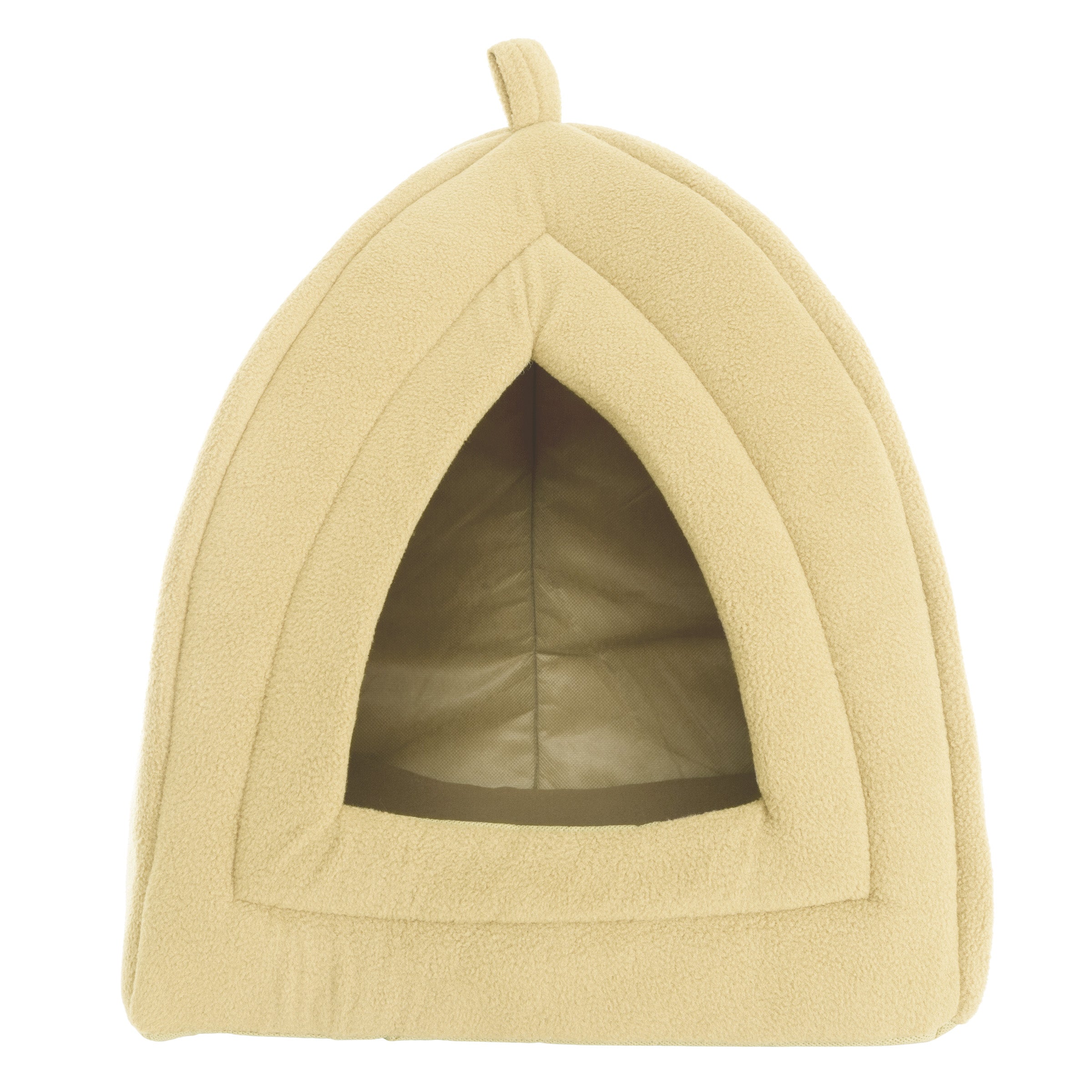Cat House - Indoor Bed with Removable Foam Cushion - Pet Tent for Puppies， Rabbits， Guinea Pigs， Hedgehogs， and Other Small Animals by PETMAKER (Tan)