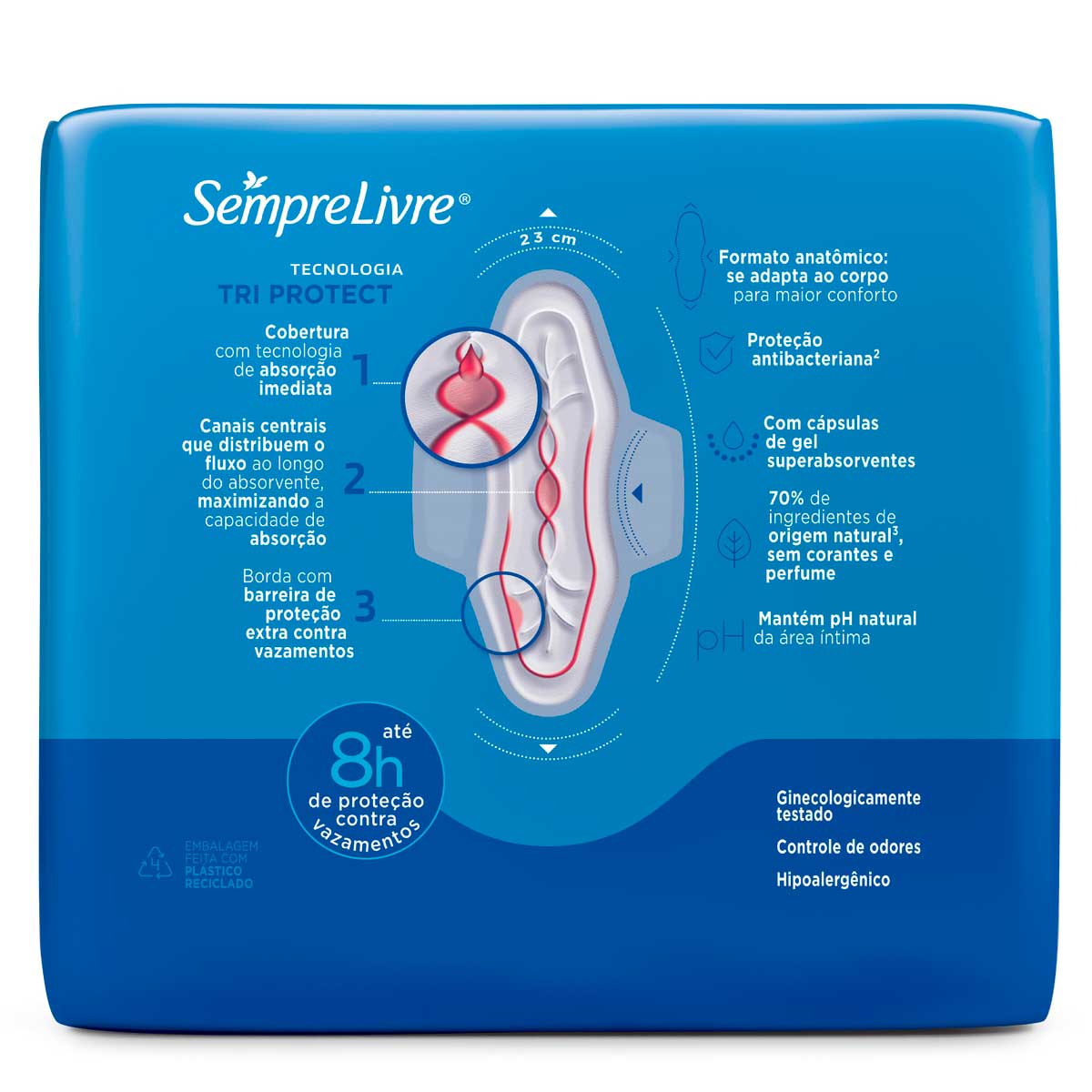 Absorvente com Abas Malha Suave Sempre Livre Adapt Plus 32 Unidades Leve Mais Pague Menos