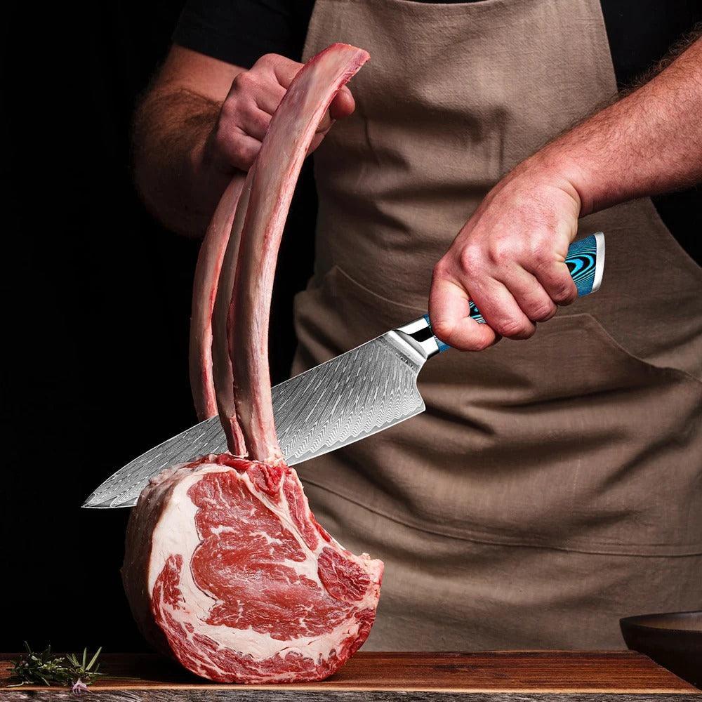 Faca Japonesa SuperSharp™ - Perfeição em Cada Corte com Aço Damasco!