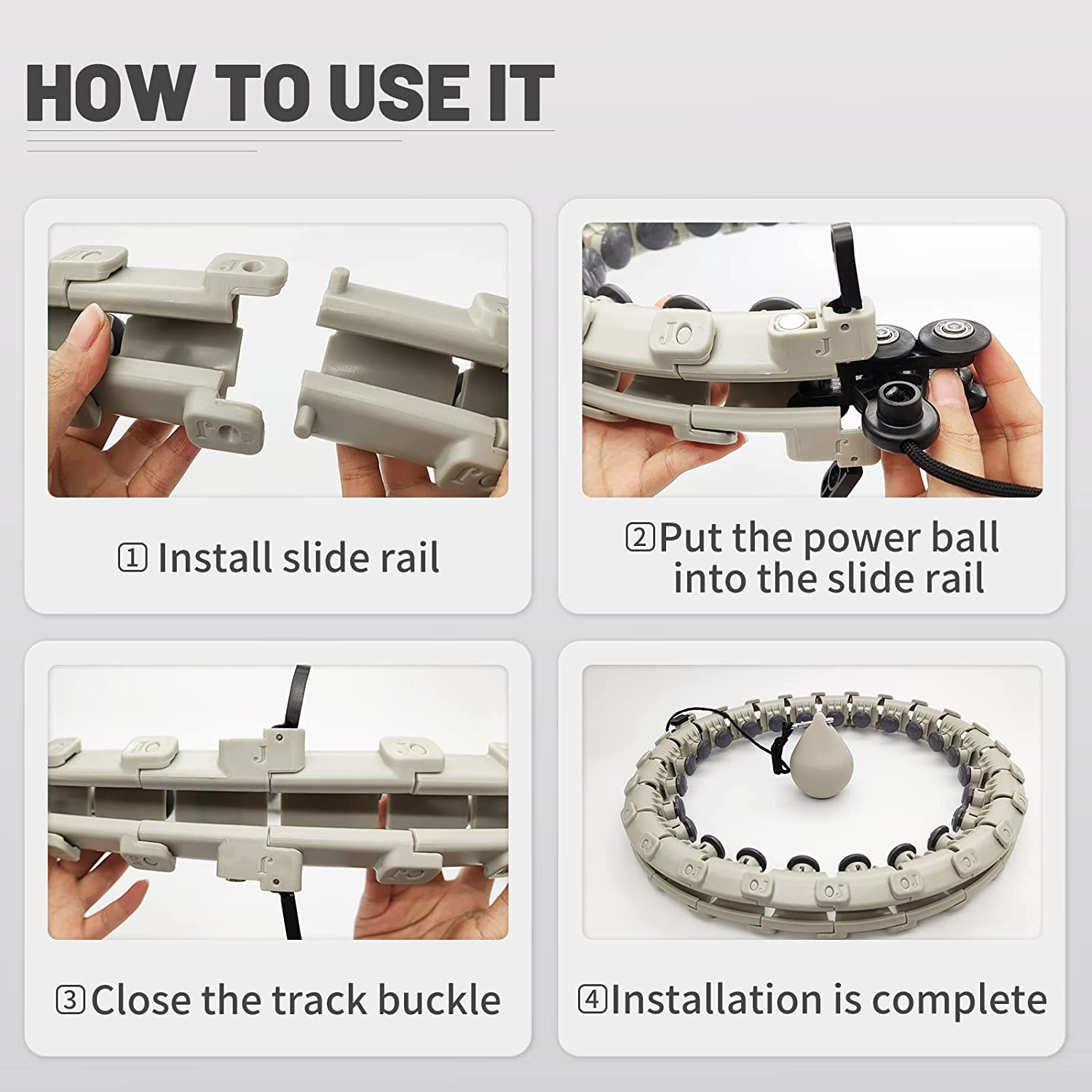 Smart Weighted Fit Hoop for Adults Weight Loss， 24 Detachable Knots， 2 in 1 Adomen Fitness Massage， Great for Adults and Beginners