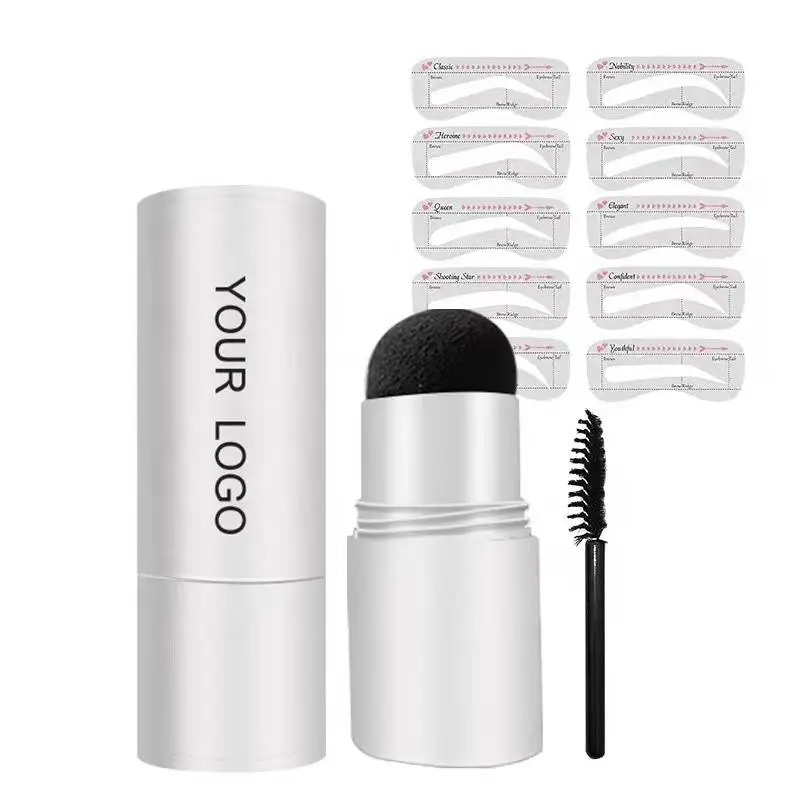 Eyebrow Stamp Stencil Kit with 10 Pc Eyebrow Brown Definer