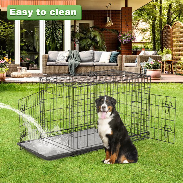 generic BestPet Double-Door Metal Dog Crate with Divider and Tray， X-Large， 48