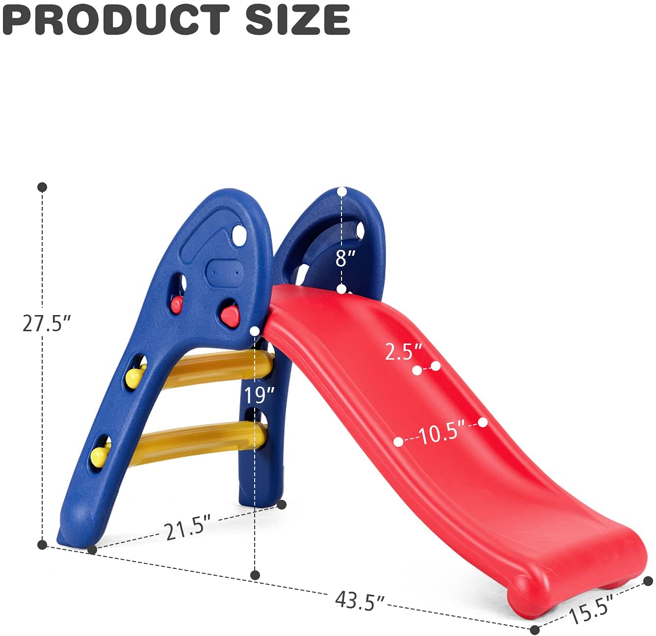 Baby Joy Folding Slide， Indoor First Slide Plastic Play Slide Climber Kids (Ellipse Rail)