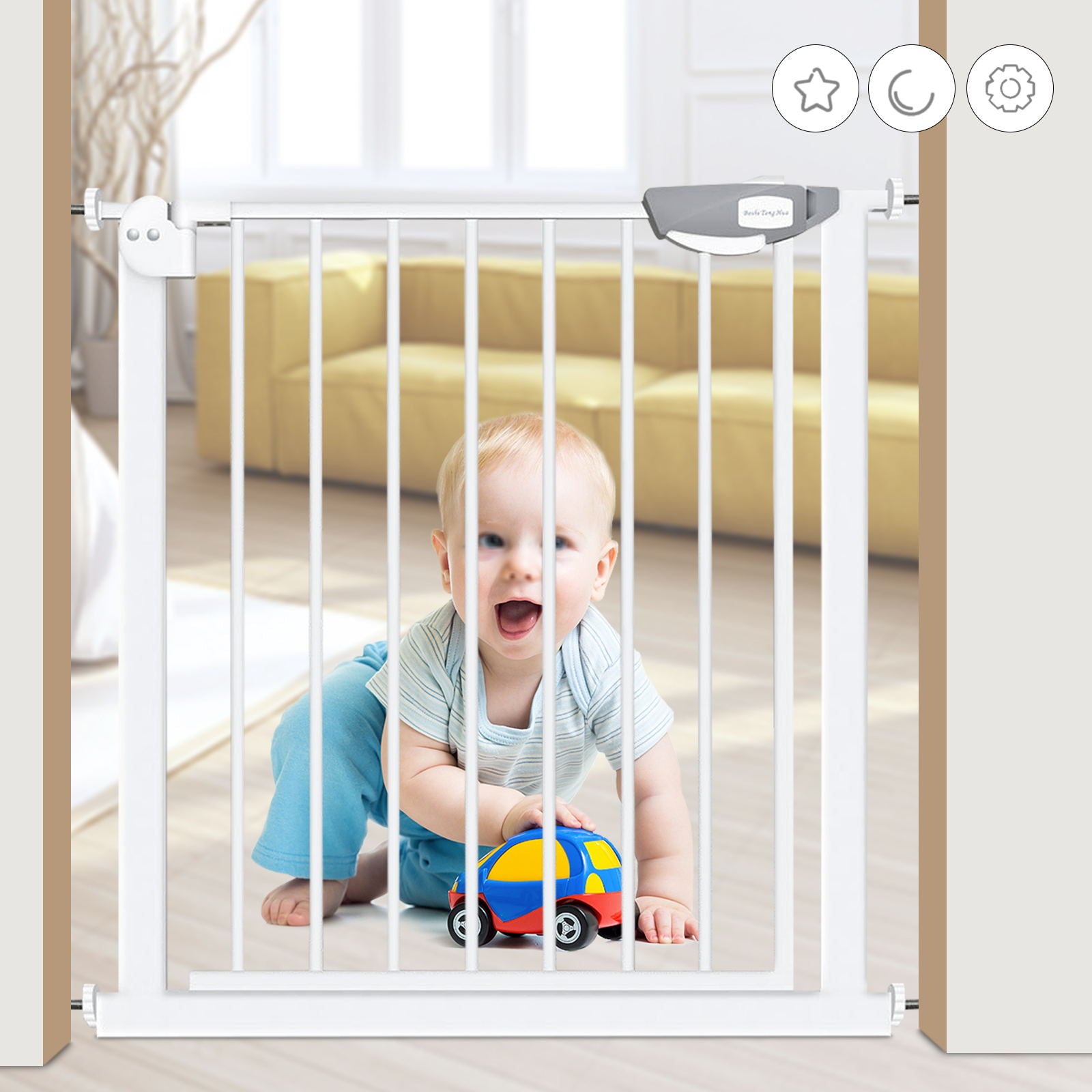 Wuzstar Double Locking Baby Gate Pet Safety Gate for Stairs and Doorways NO Drilling