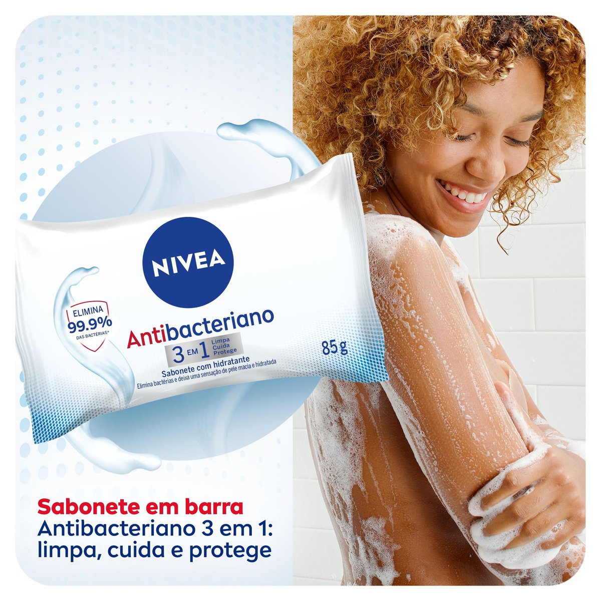 Sabonete em Barra Antibacteriano 3 em 1 NIVEA 85g